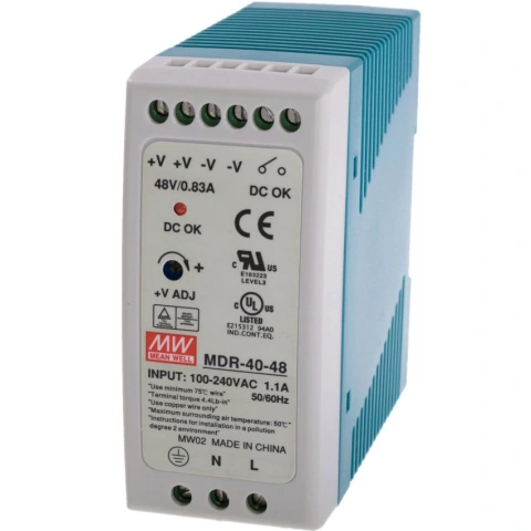 ספק כוח AC/DC לפס דין - 40W - 85V~264V ⇒ 48V / 830MA MEAN WELL