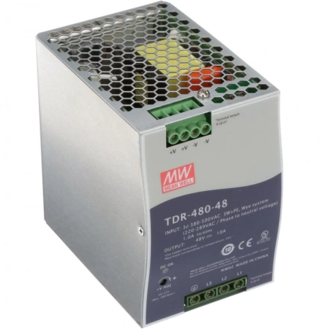 ספק כוח AC/DC לפס דין - 480W - 340V~550V ⇒ 24V / 20A MEAN WELL