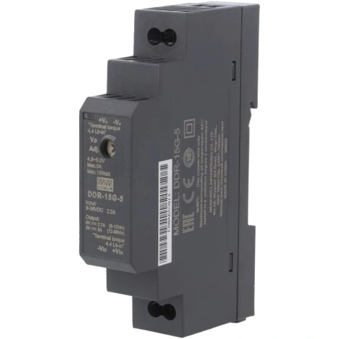 ממיר מתח - 15W , 9VDC ~ 36VDC ⇒ 12VDC , 1.25A MEAN WELL