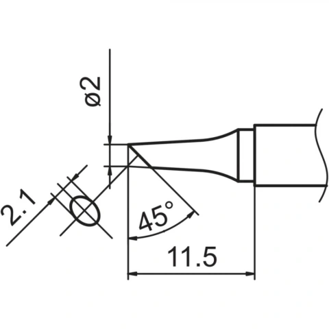 ראש מלחם - HAKKO T15-BCF2 - 45º BEVELED 2MM HAKKO