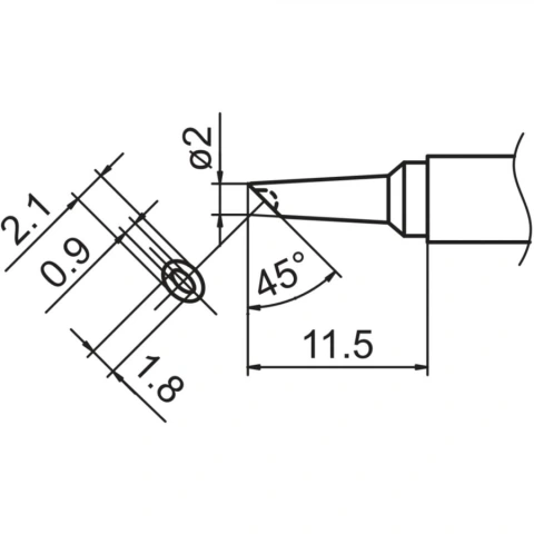 ראש מלחם - HAKKO T15-BCM2 - 45º BEVELED 2MM HAKKO