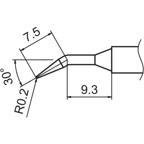 ראש מלחם - HAKKO T15-J02 - 30º LONG BENT CONICAL 0.2MM HAKKO