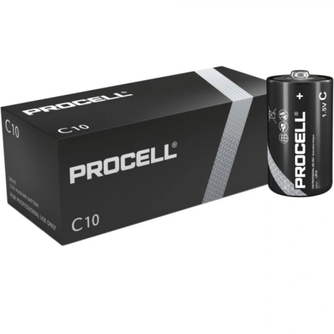 10 סוללות אלקליין - C 1.5V - DURACELL PROCELL INDUSTRIAL DURACELL