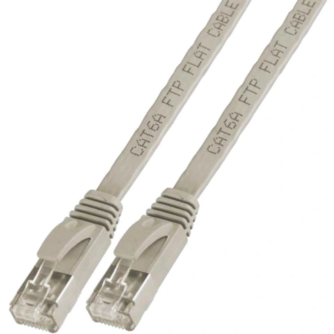 כבל רשת יצוק מסוכך - FLAT CAT6A 0.5M - בידוד אפור PRO-SIGNAL