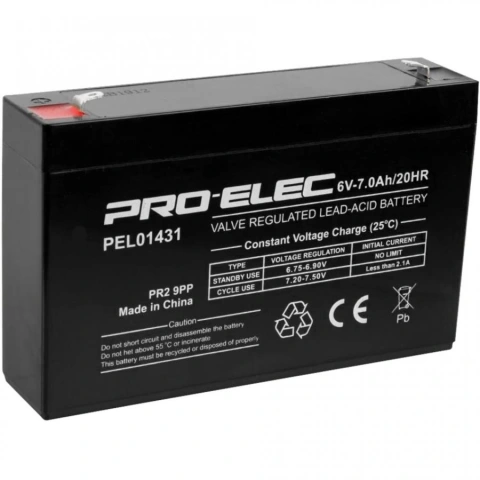 מצבר עופרת נטען - PRO ELEC ES6-7 - 6V 7AH PRO-ELEC