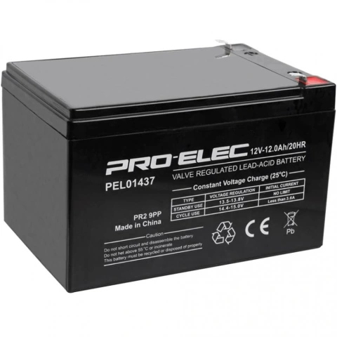 מצבר עופרת נטען - PRO ELEC ES12-12 - 12V 12AH PRO-ELEC