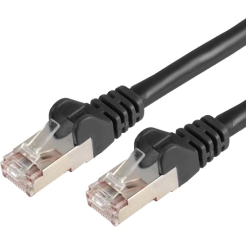 כבל רשת יצוק מסוכך - CAT6A SSTP 0.2M - בידוד שחור PRO-SIGNAL