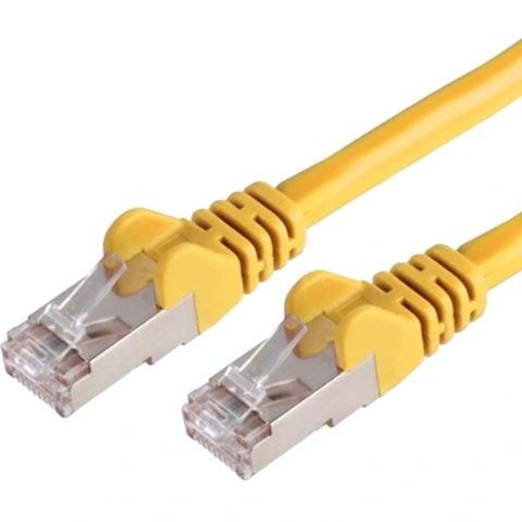 כבל רשת יצוק מסוכך - CAT6A SSTP 0.5M - בידוד צהוב PRO-SIGNAL