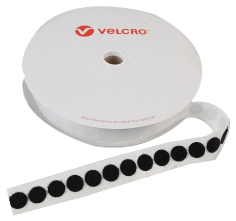 מדבקות ולקרו שחורות עגולות - HOOK & LOOP - קוטר VELCRO - 22MM VELCRO