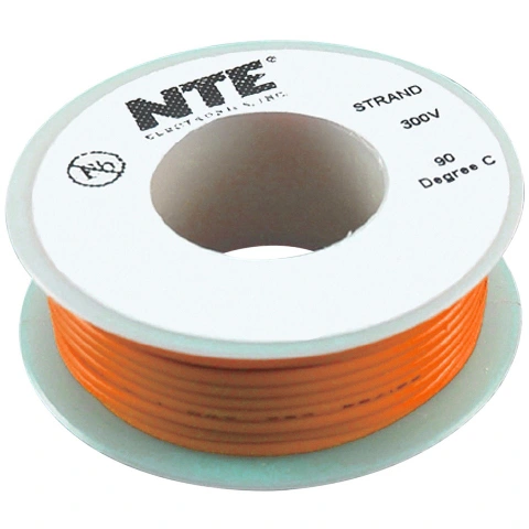 כבל חשמל גמיש לאלקטרוניקה - 20AWG - גליל 7.62 מטר - כתום NTE ELECTRONICS