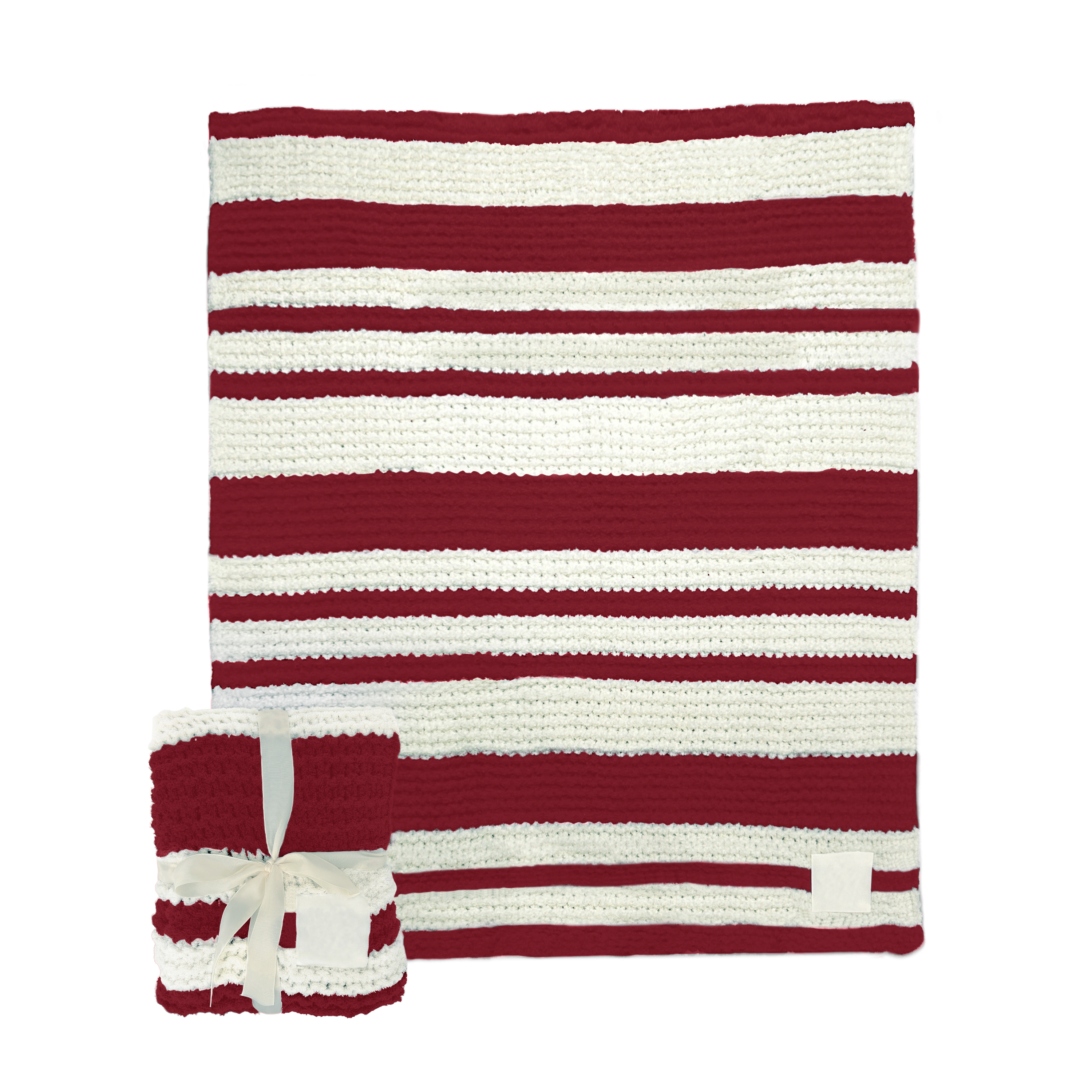 Plain Garnet Cable Knit Throw  