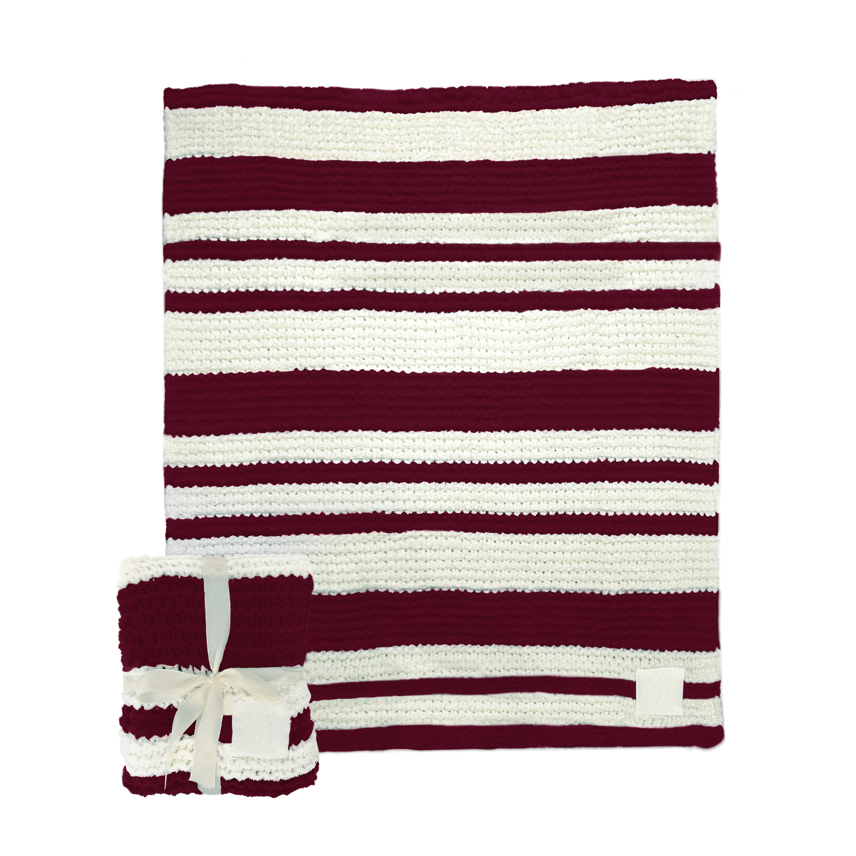 Plain Maroon Cable Knit Throw 50x60  