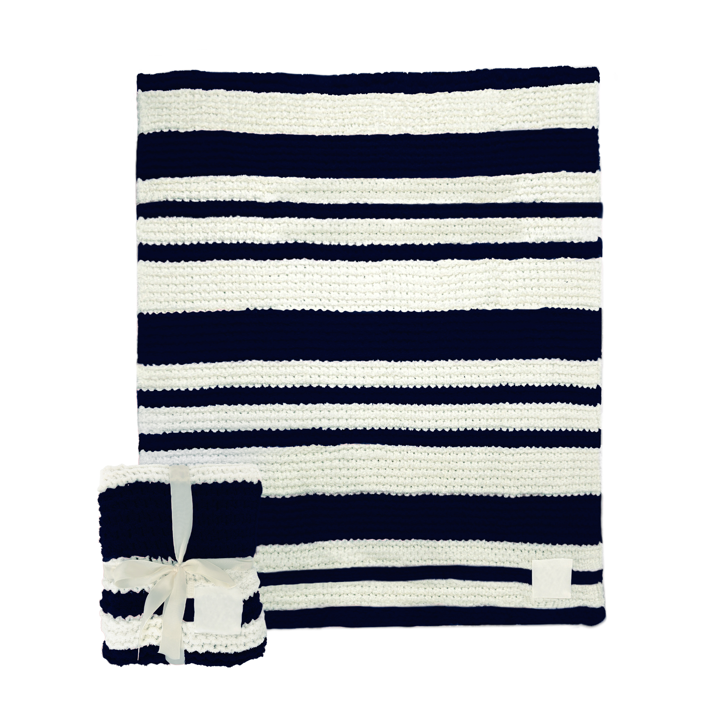 Plain Navy Cable Knit Throw 50x60  
