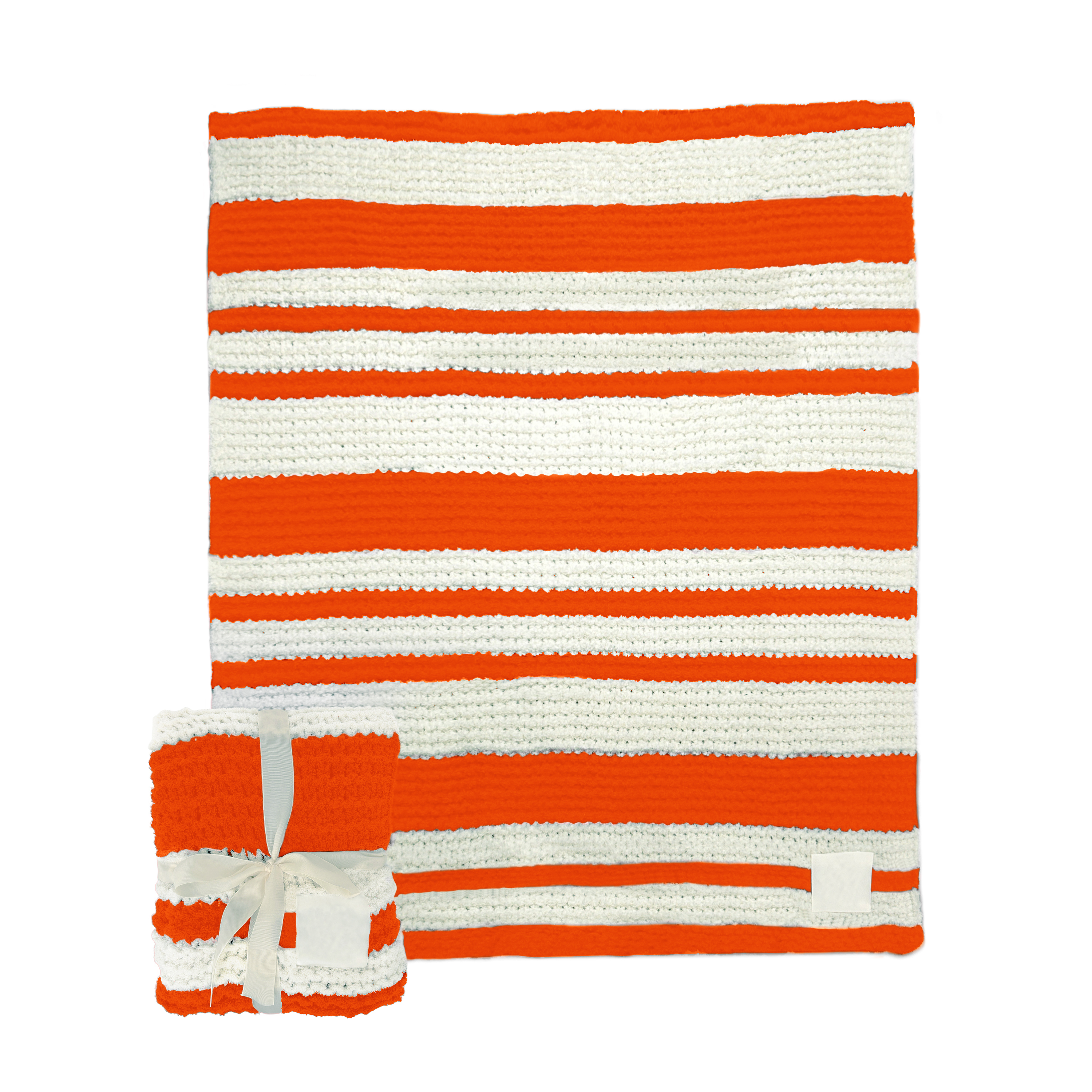 Plain Orange Cable Knit Throw 50x60  
