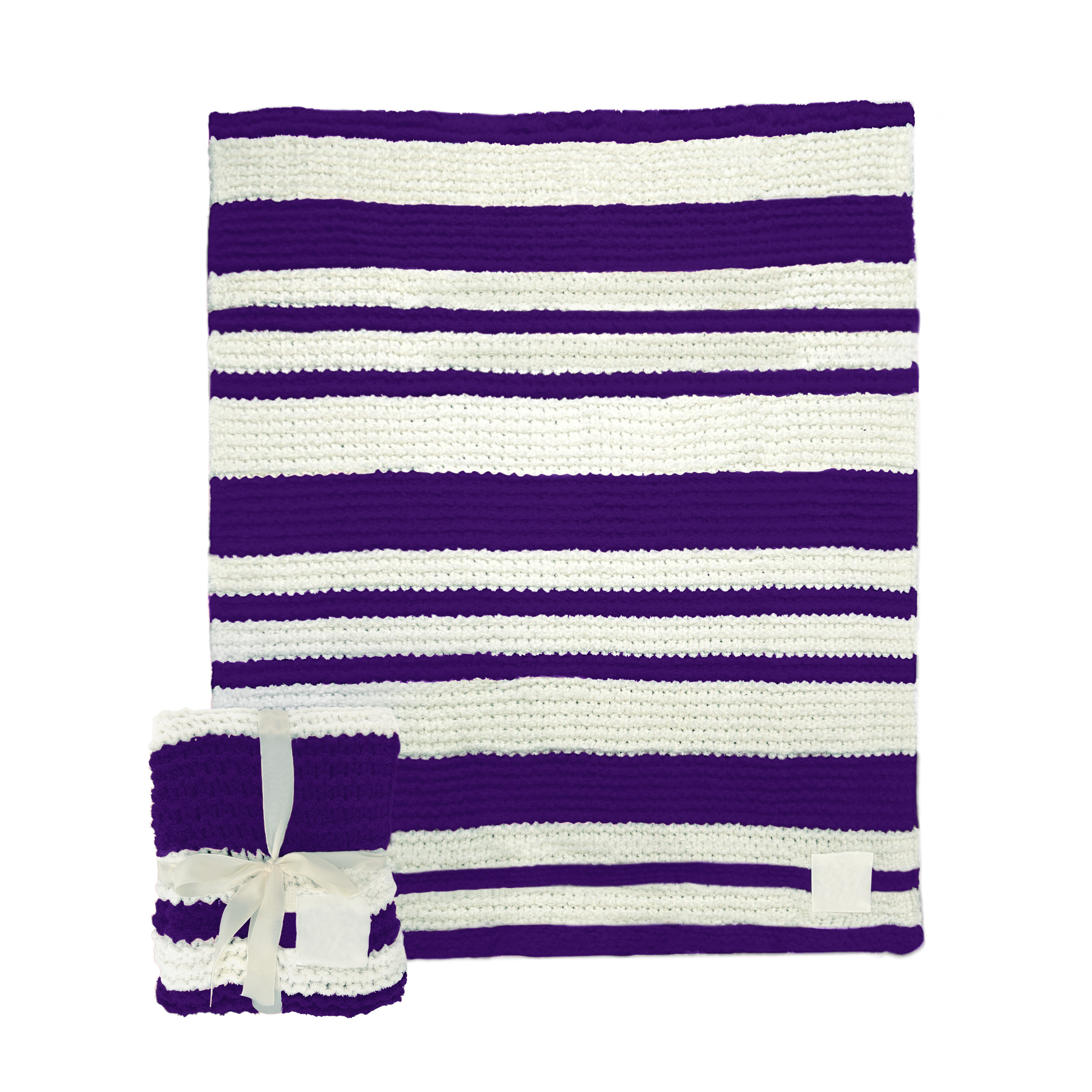 Plain Purple Cable Knit Throw 50x60  