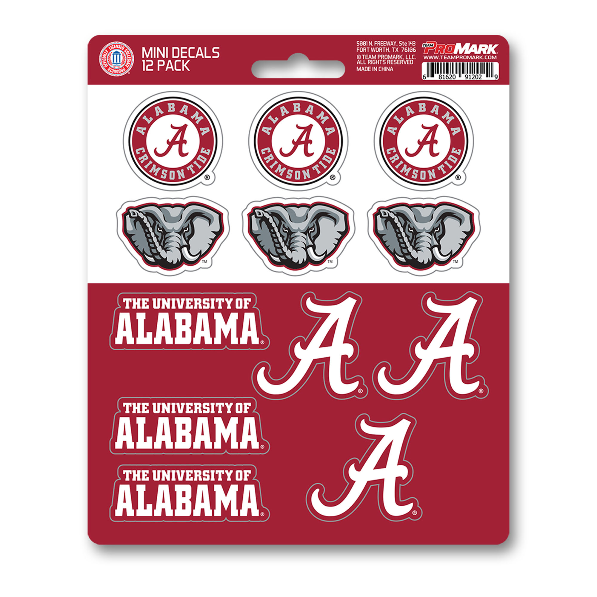 Alabama Crimson Tide Mini Decal 12-pk  