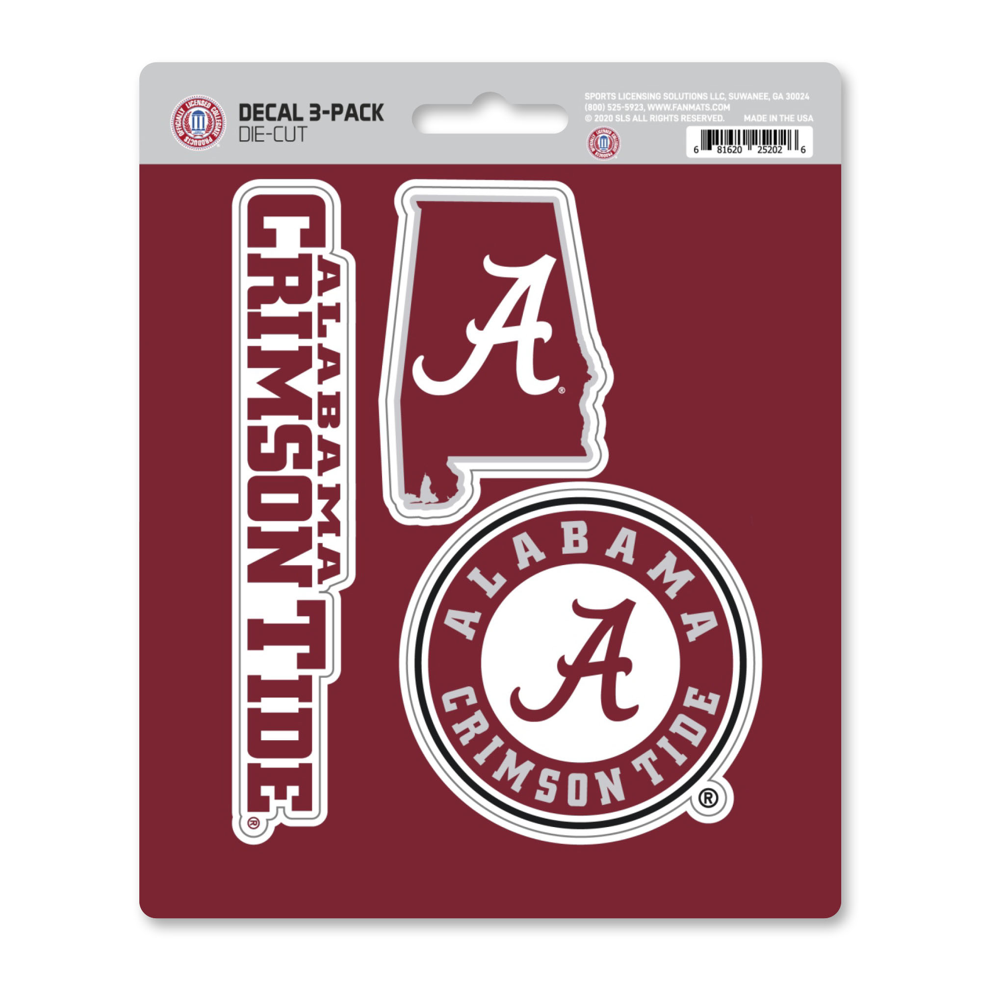 University of Alabama Decal 3-pk