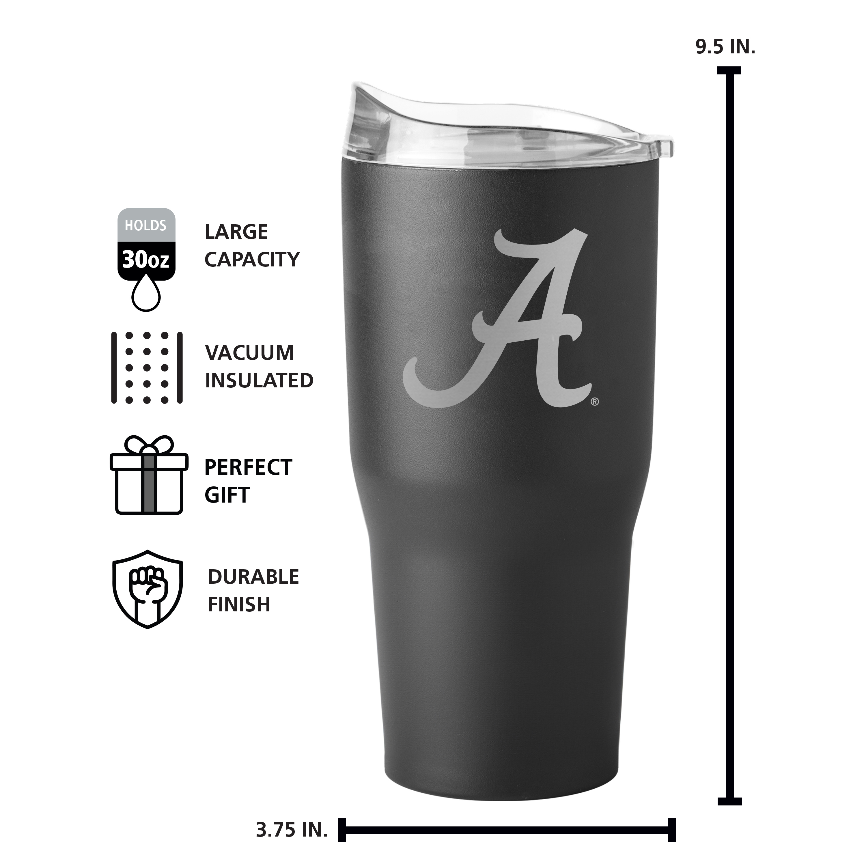 Alabama Crimson Tide 30oz Etch Powder Coat Tumbler    