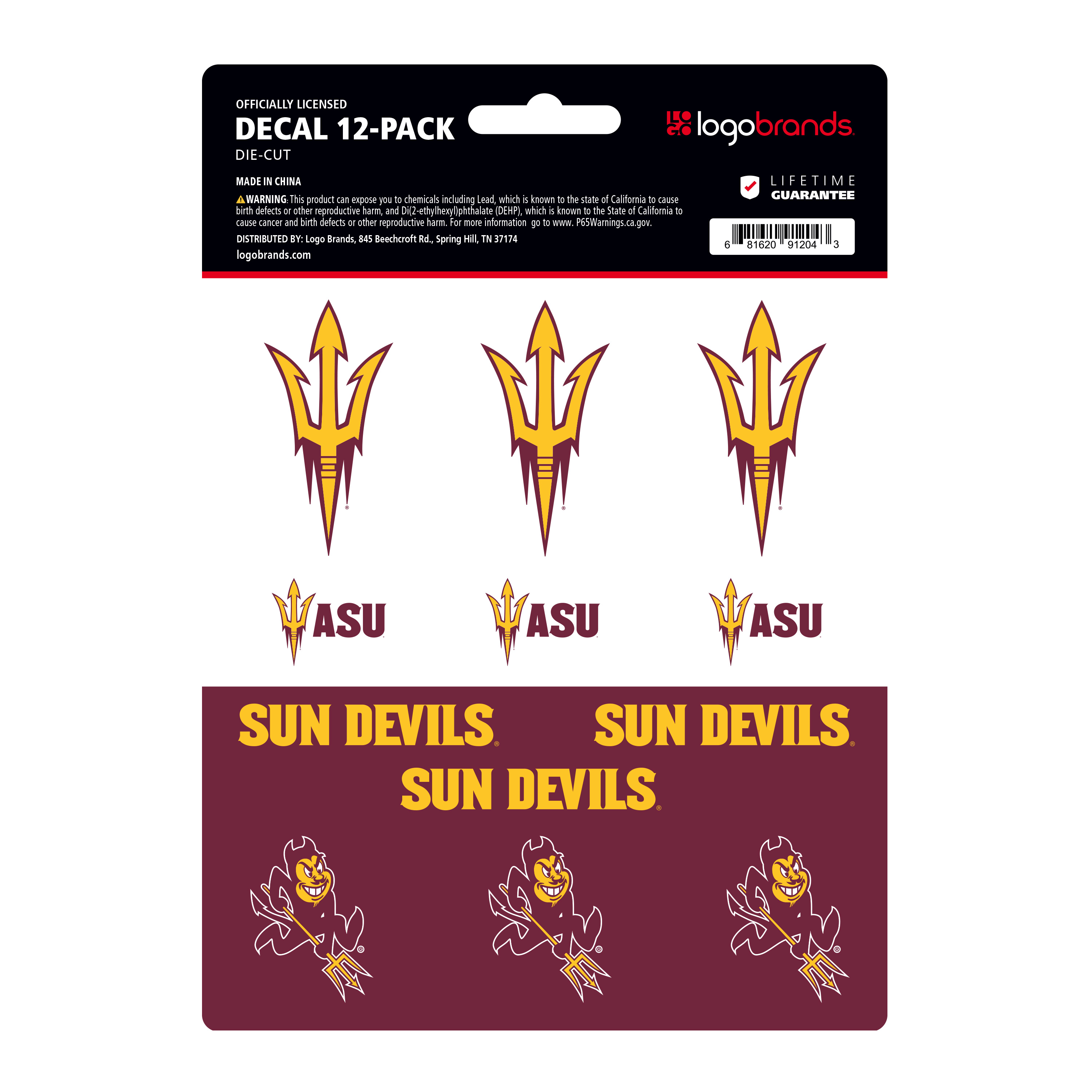 Arizona State Sun Devils University Mini Decal 12-pk    