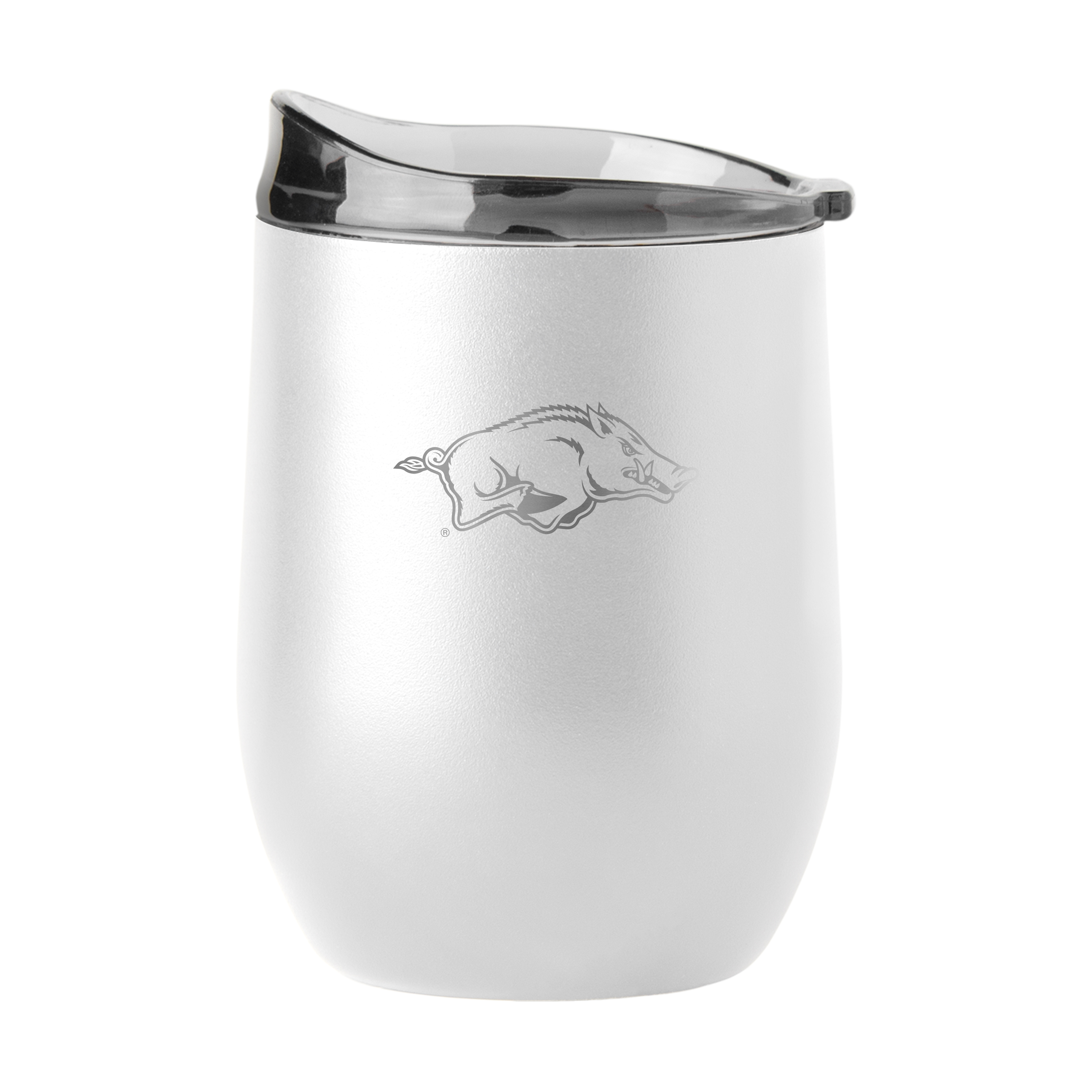 Arkansas Razorbacks 16oz White Etch Powder Coat Curved Bev    