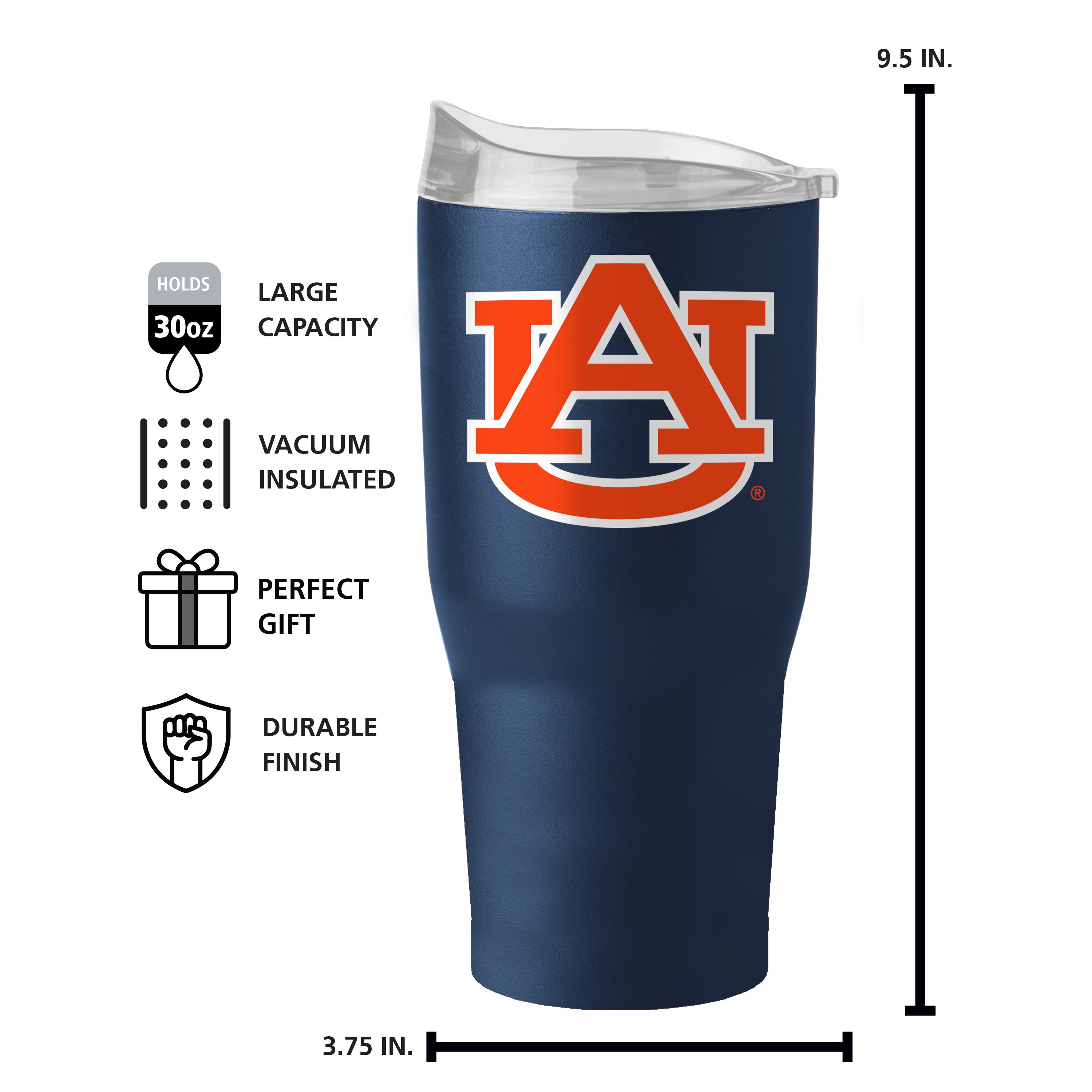Auburn Tigers 30oz Flipside Powder Coat Tumbler    