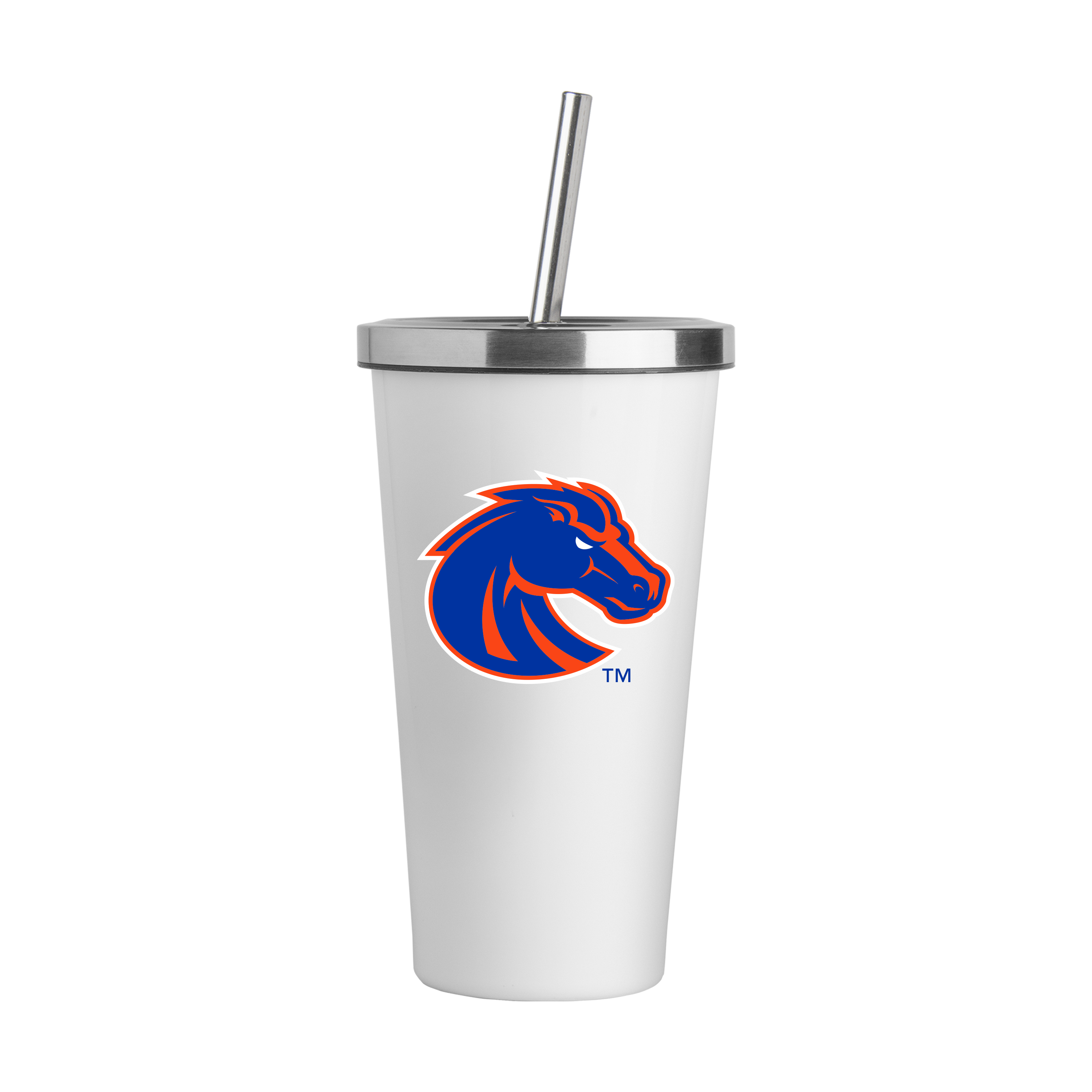 Boise State Broncos Logo White 20oz Straw Tumbler  