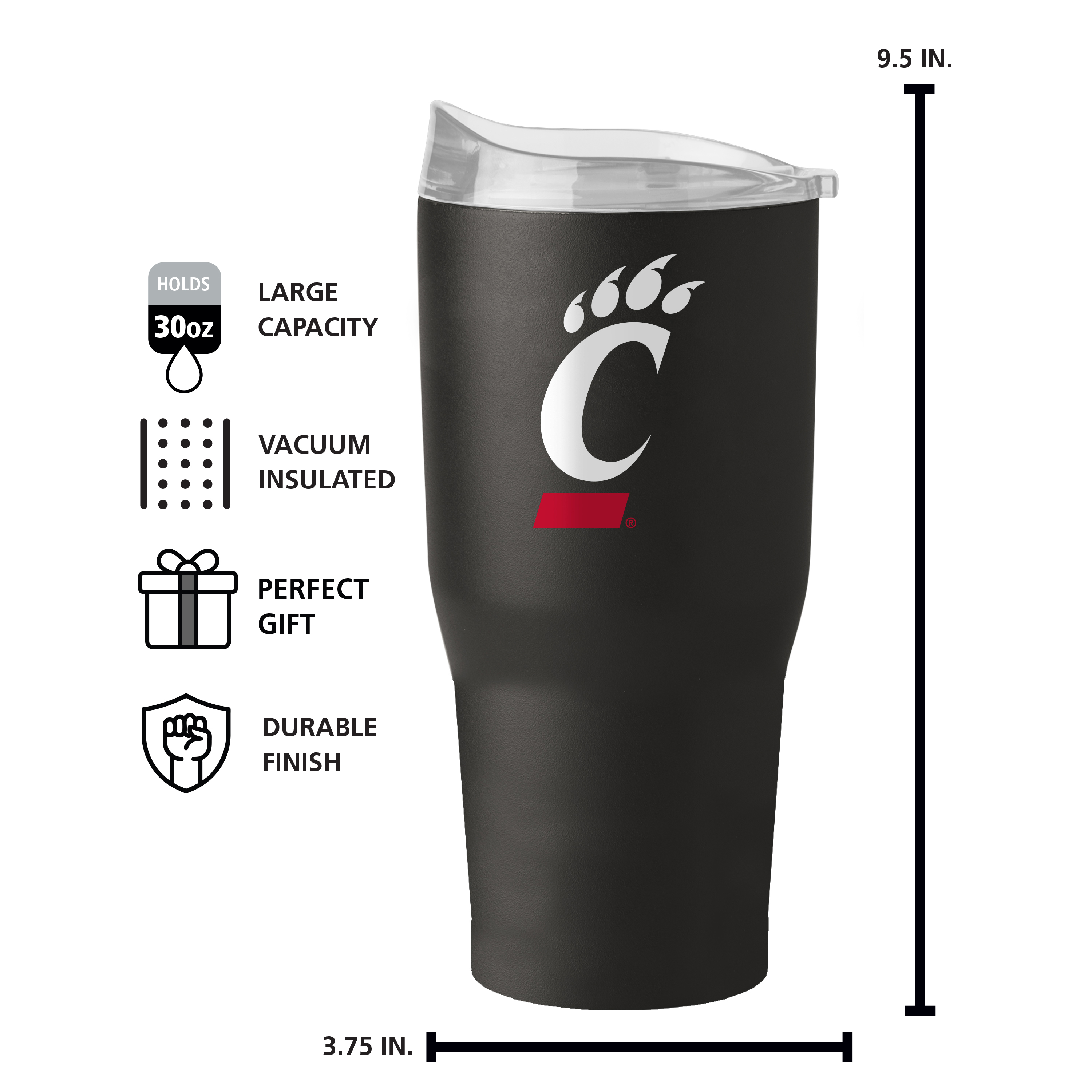 Cincinnati Bearcats 30oz Flipside Powder Coat Tumbler    