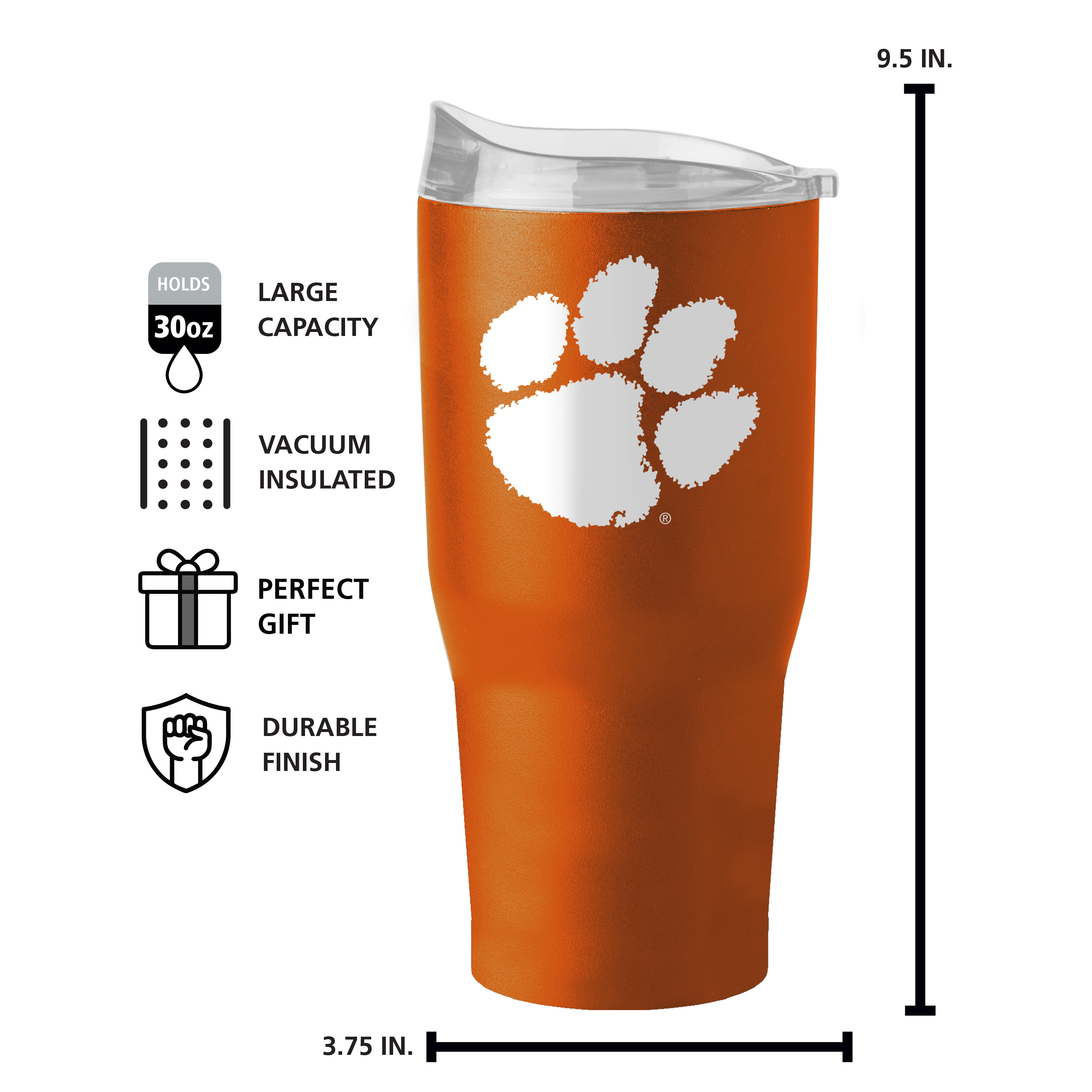 Clemson Tigers 30oz Flipside Powder Coat Tumbler    