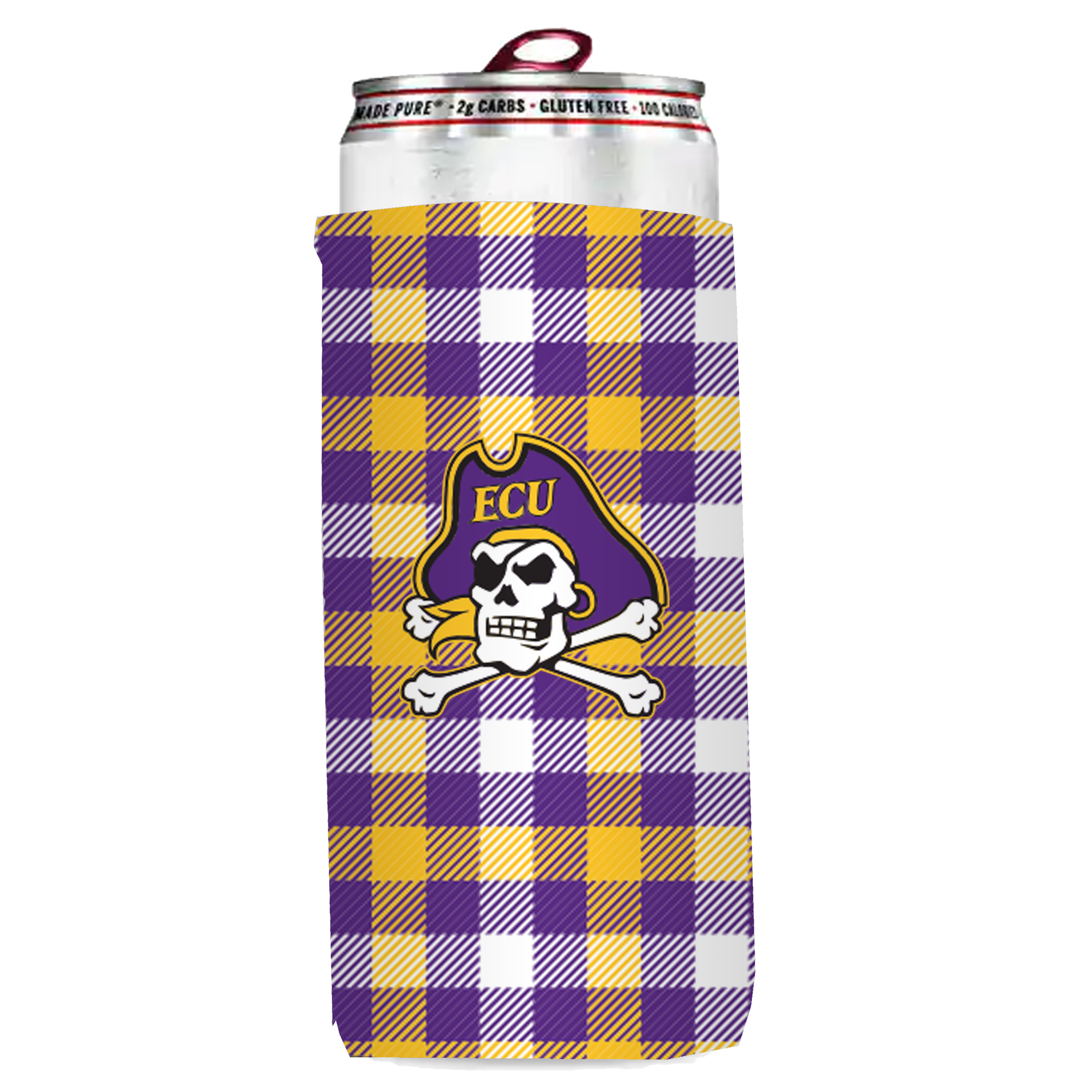 East Carolina Pirates Plaid Insulated Slim Can Sleeve    