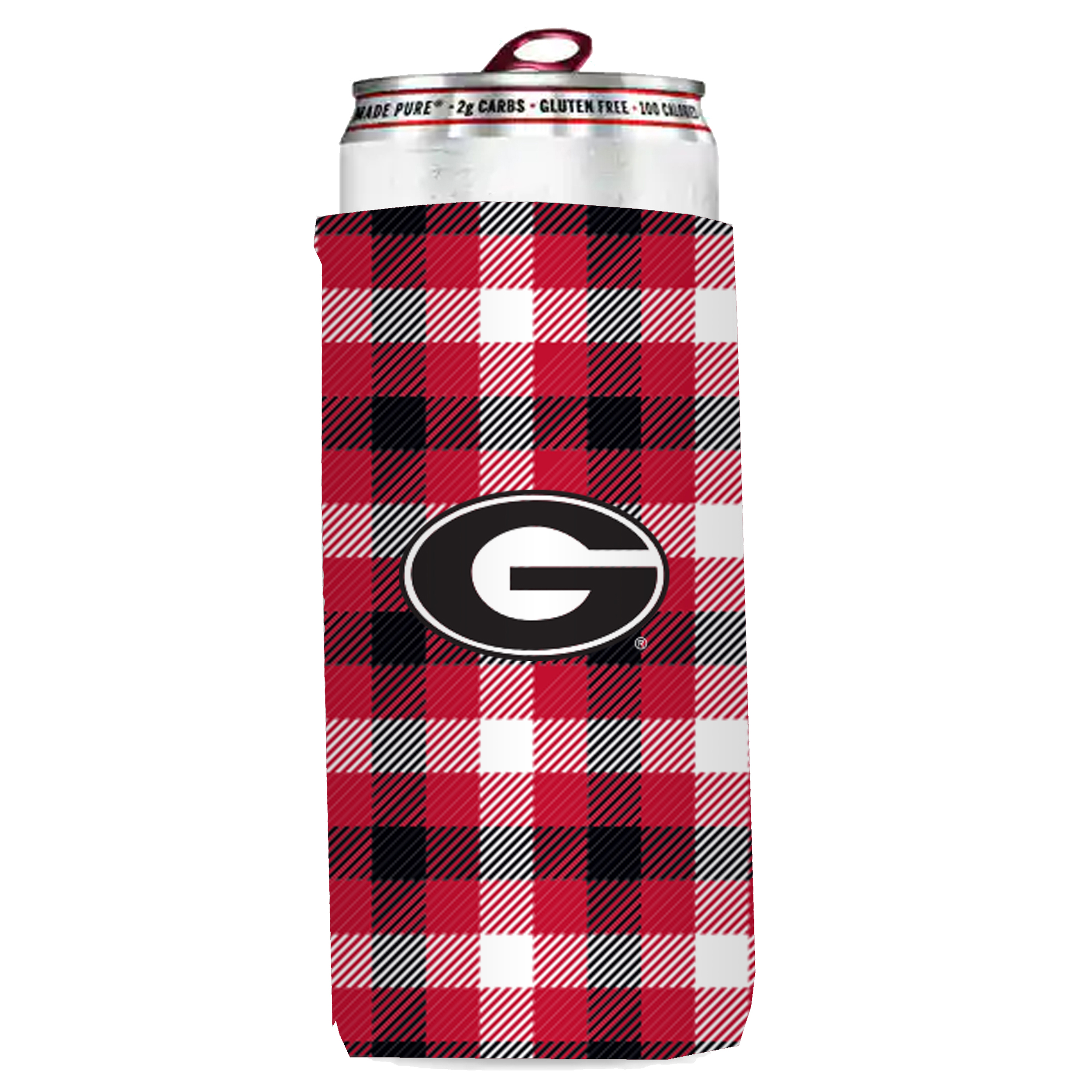 Georgia Bulldogs Plaid Insulated Slim Can Sleeve  
