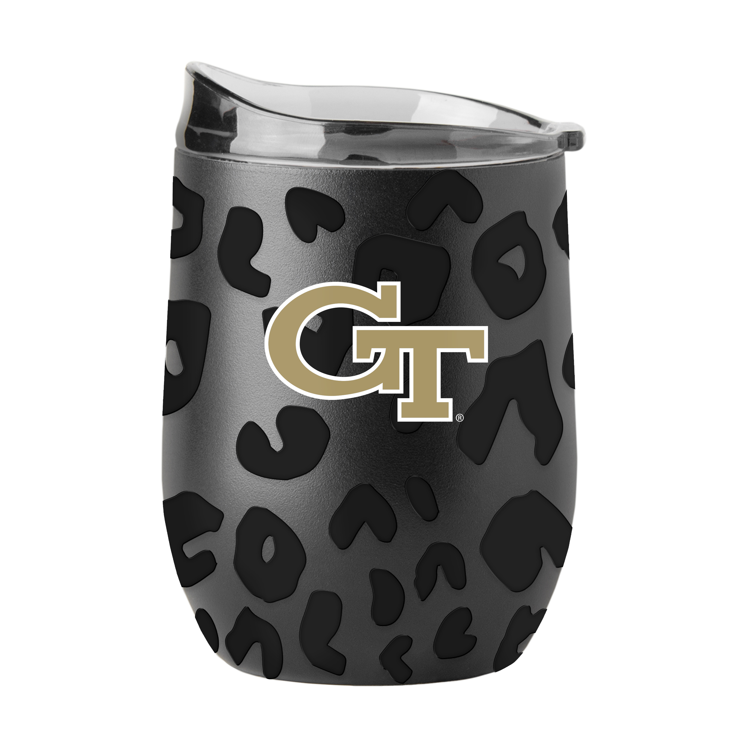 Georgia Tech YellowJackets Leopard 16oz Black Powdercoat Curved Beverage  