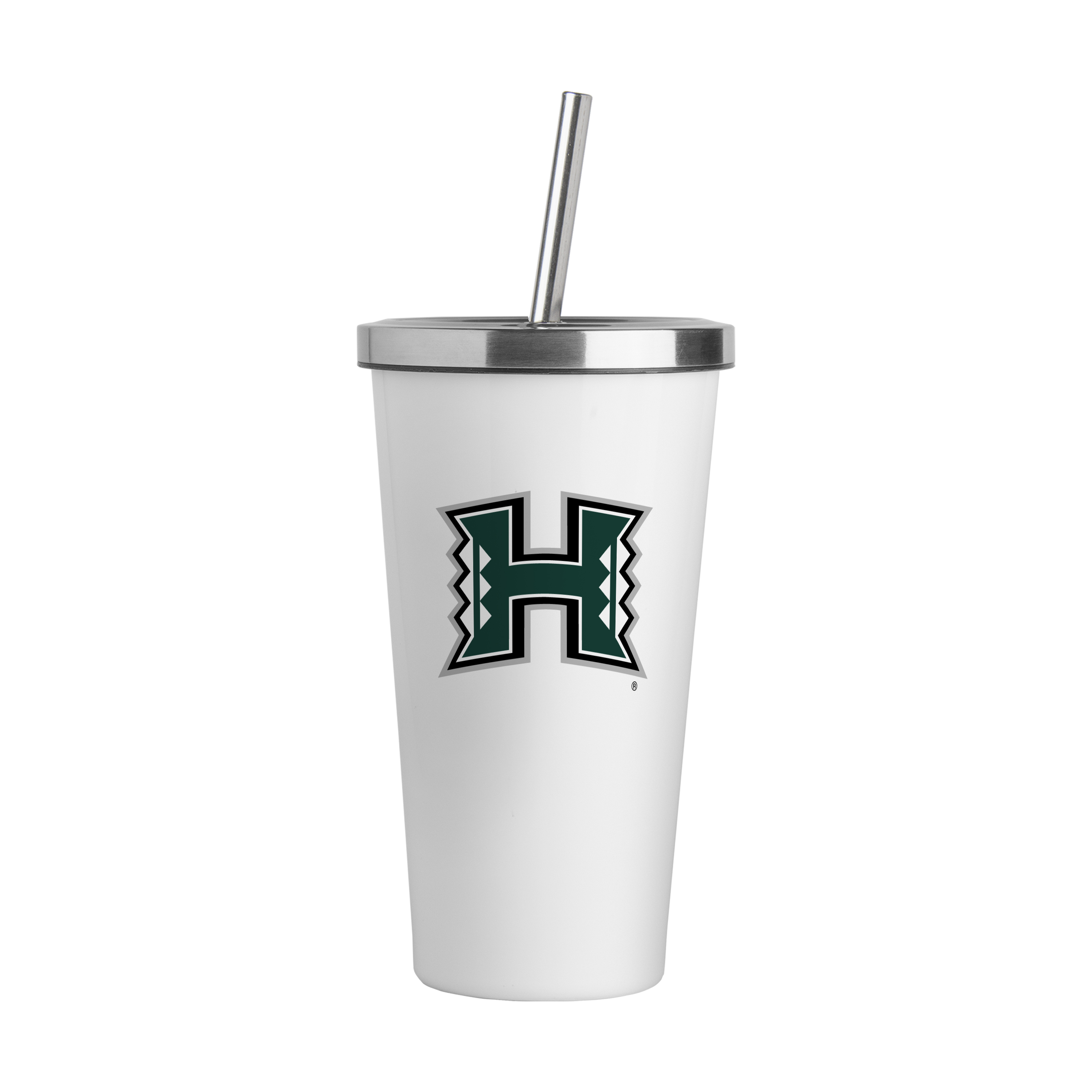 Hawaii Warriors Logo White 20oz Straw Tumbler