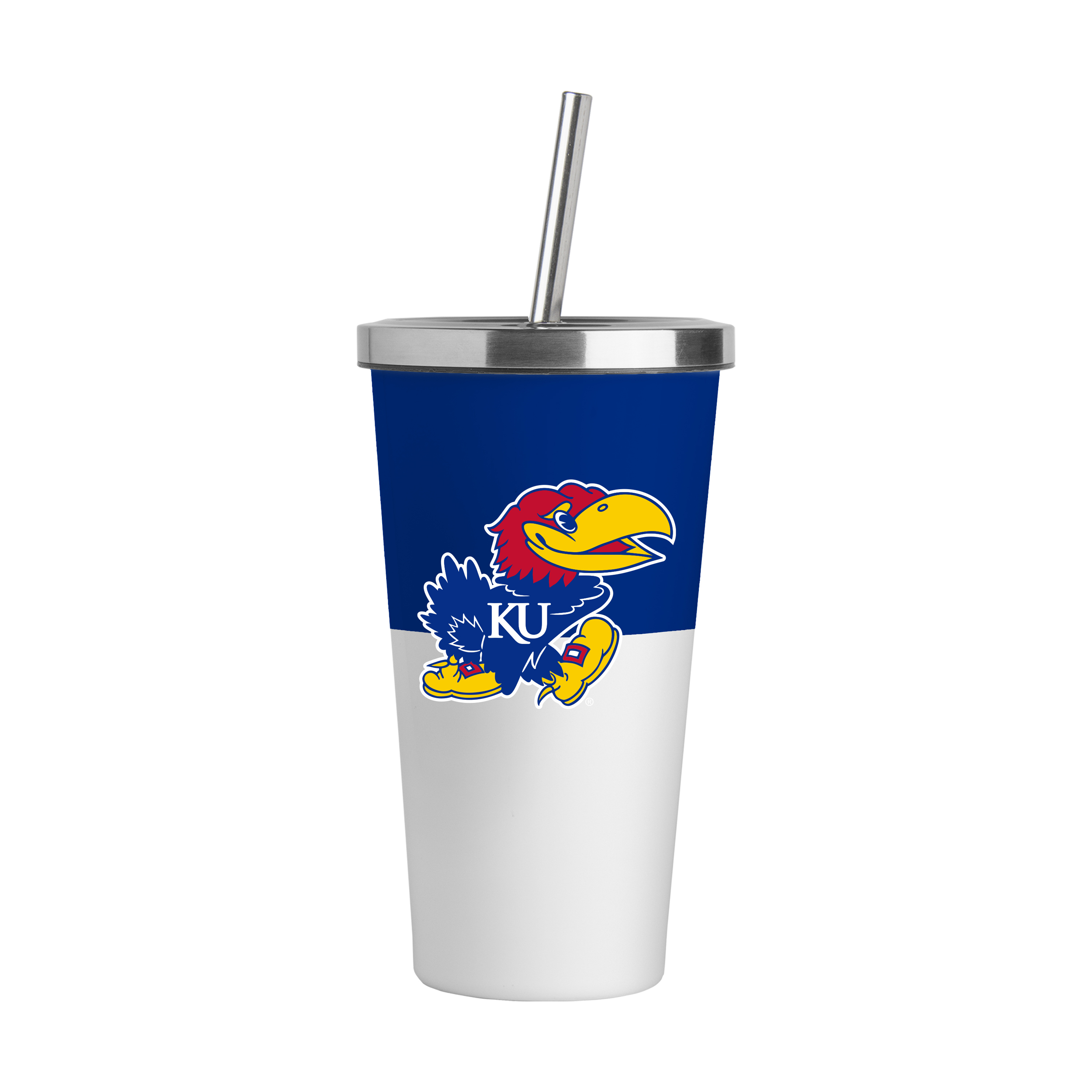 Kansas Jayhawks 20oz Colorblock Stainless Steel Straw Tumbler