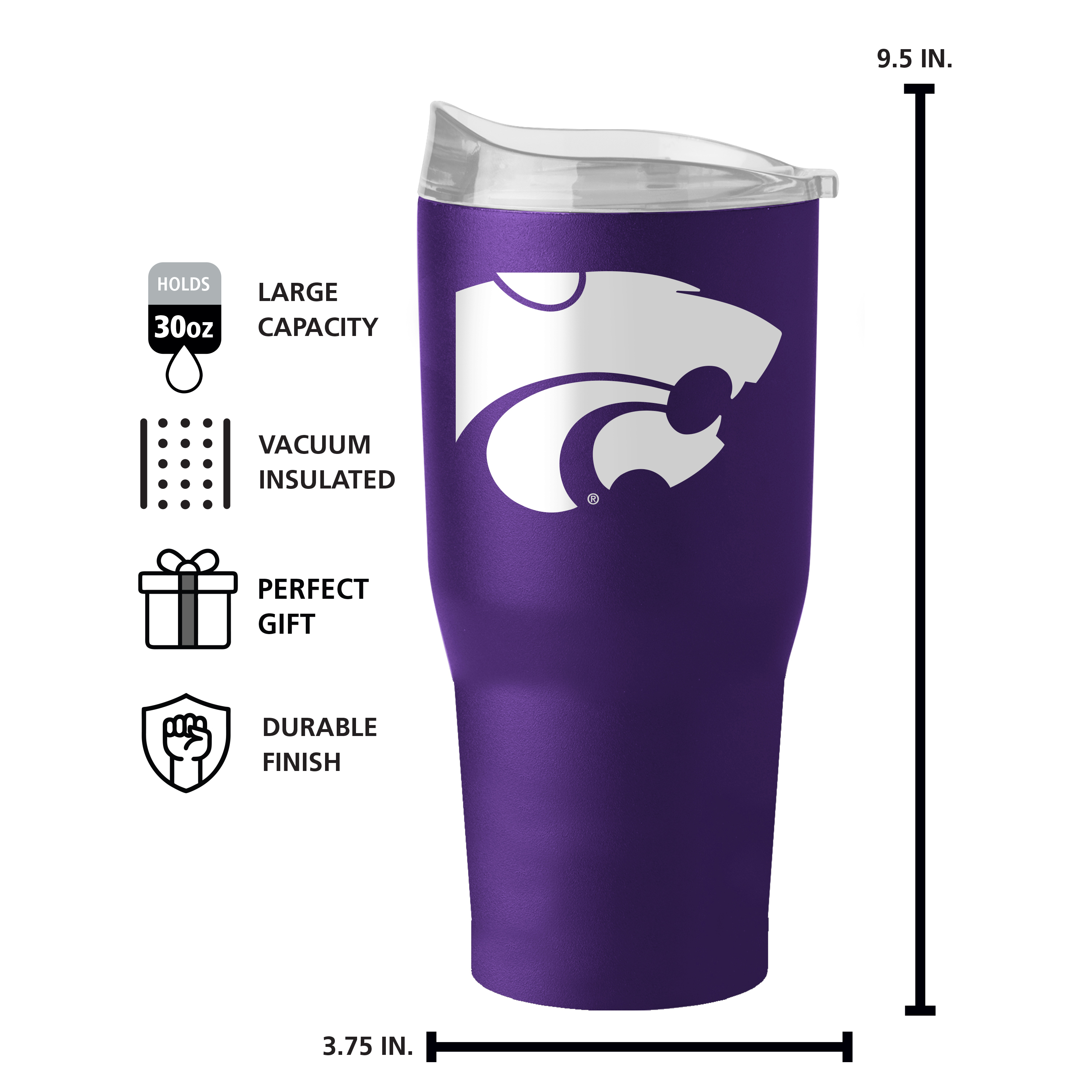 Kansas State Wildcats 30oz Flipside Powder Coat Tumbler  