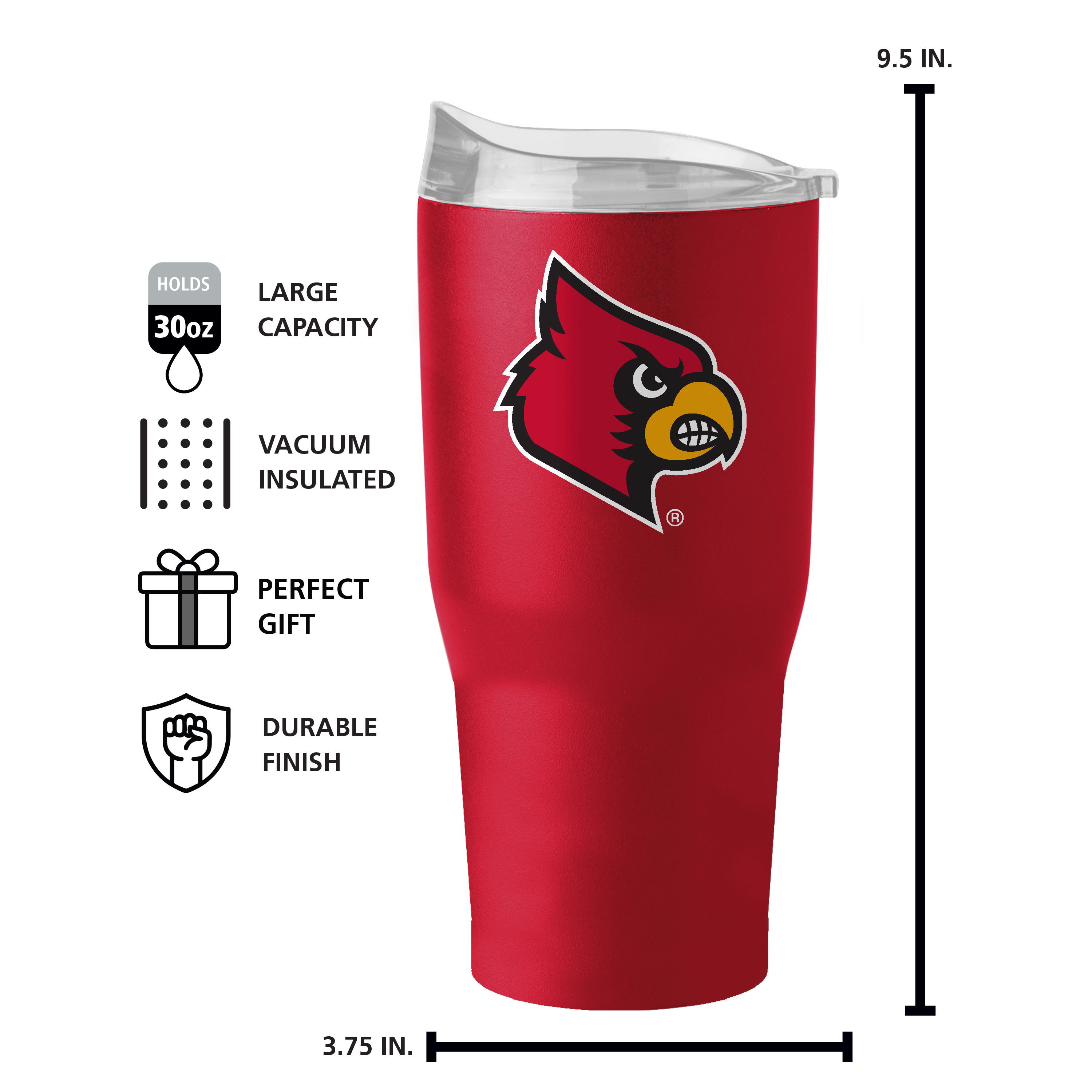 Louisville Cardinals 30oz Flipside Powder Coat Tumbler  