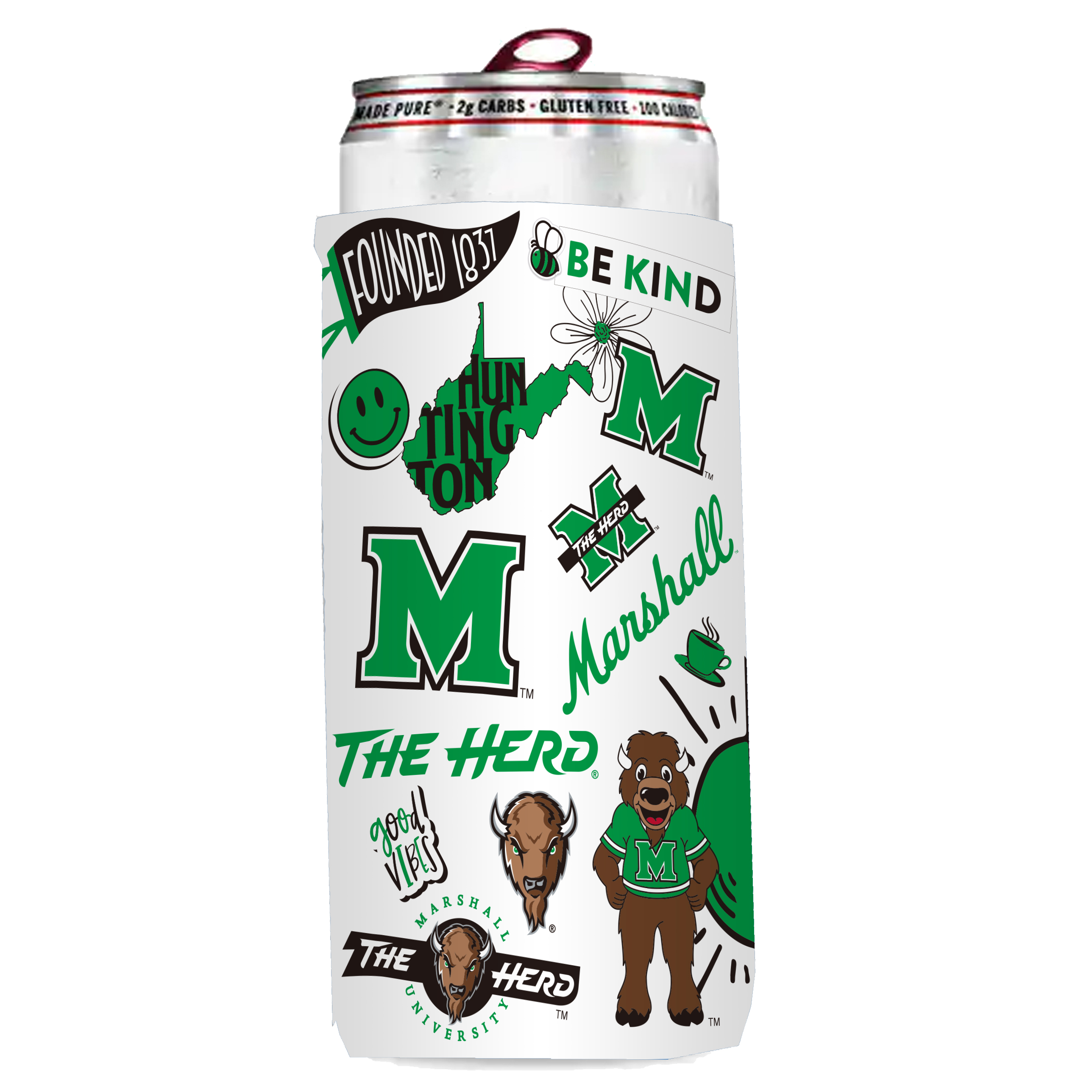 Marshall Thundering Herd Insulated Native Slim Can Sleeve  