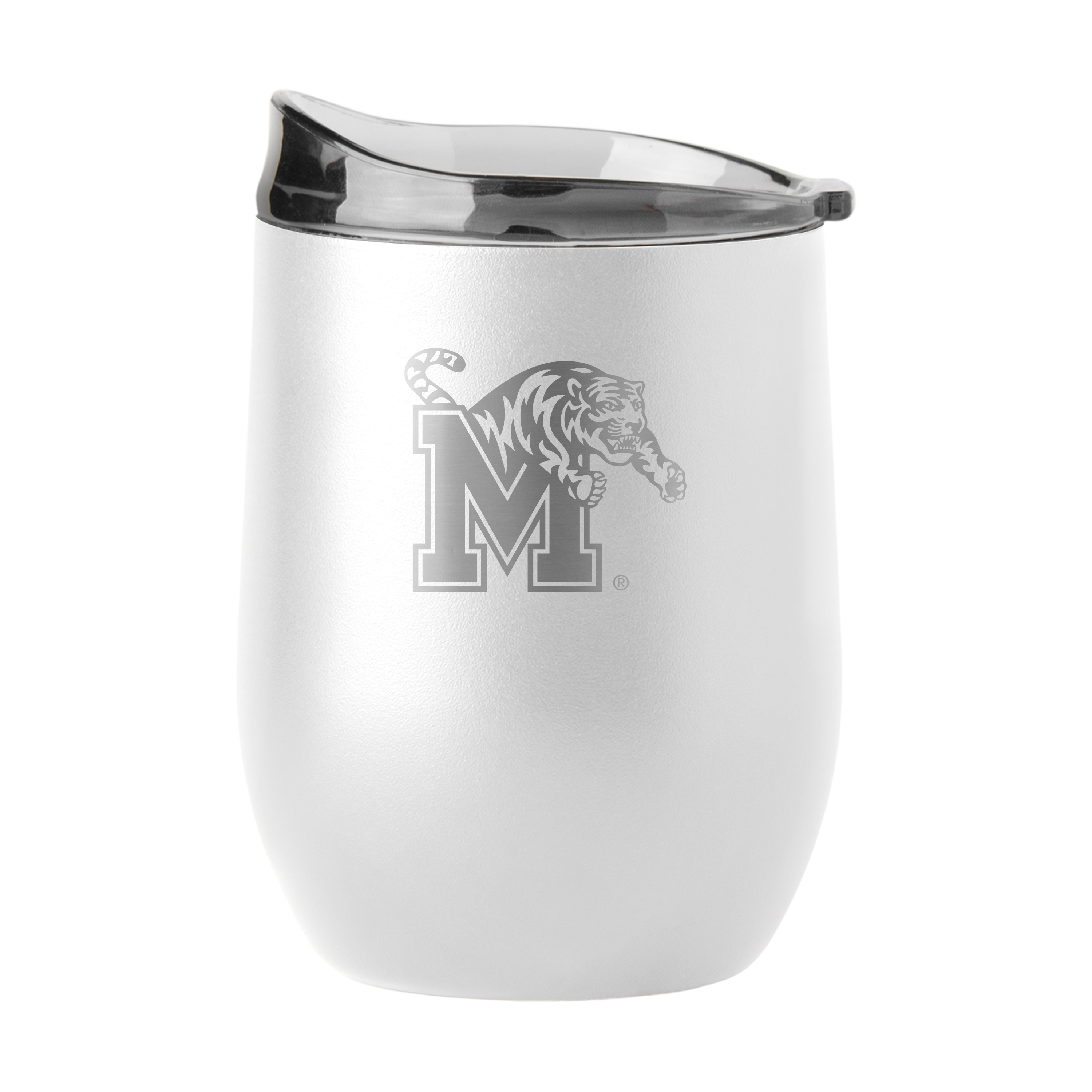 Memphis Tigers 16oz White Etch Powder Coat Curved Bev  