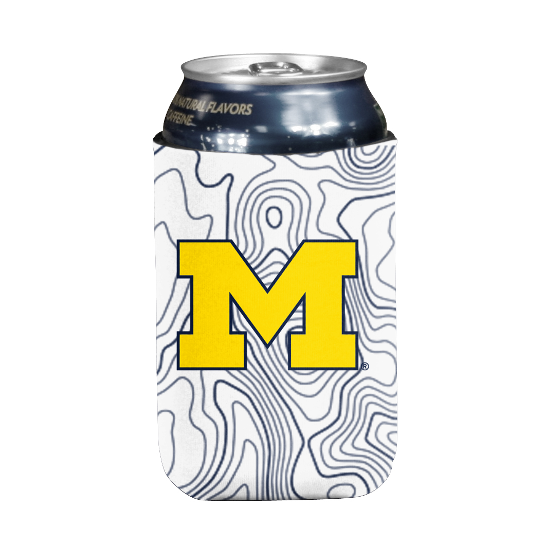 Michigan Wolverines Flat Typographic coozie  