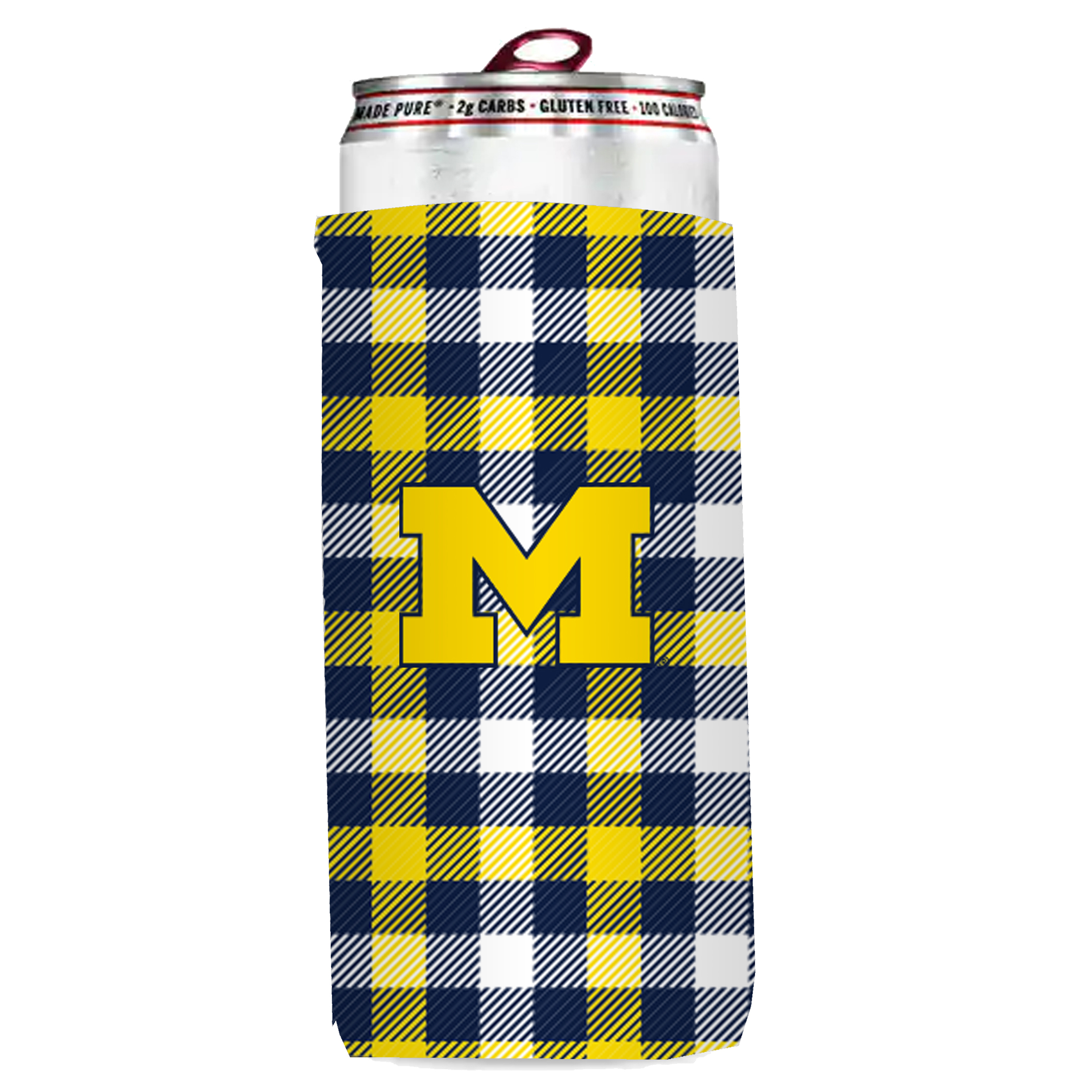 Michigan Wolverines Plaid Insulated Slim Can Sleeve  