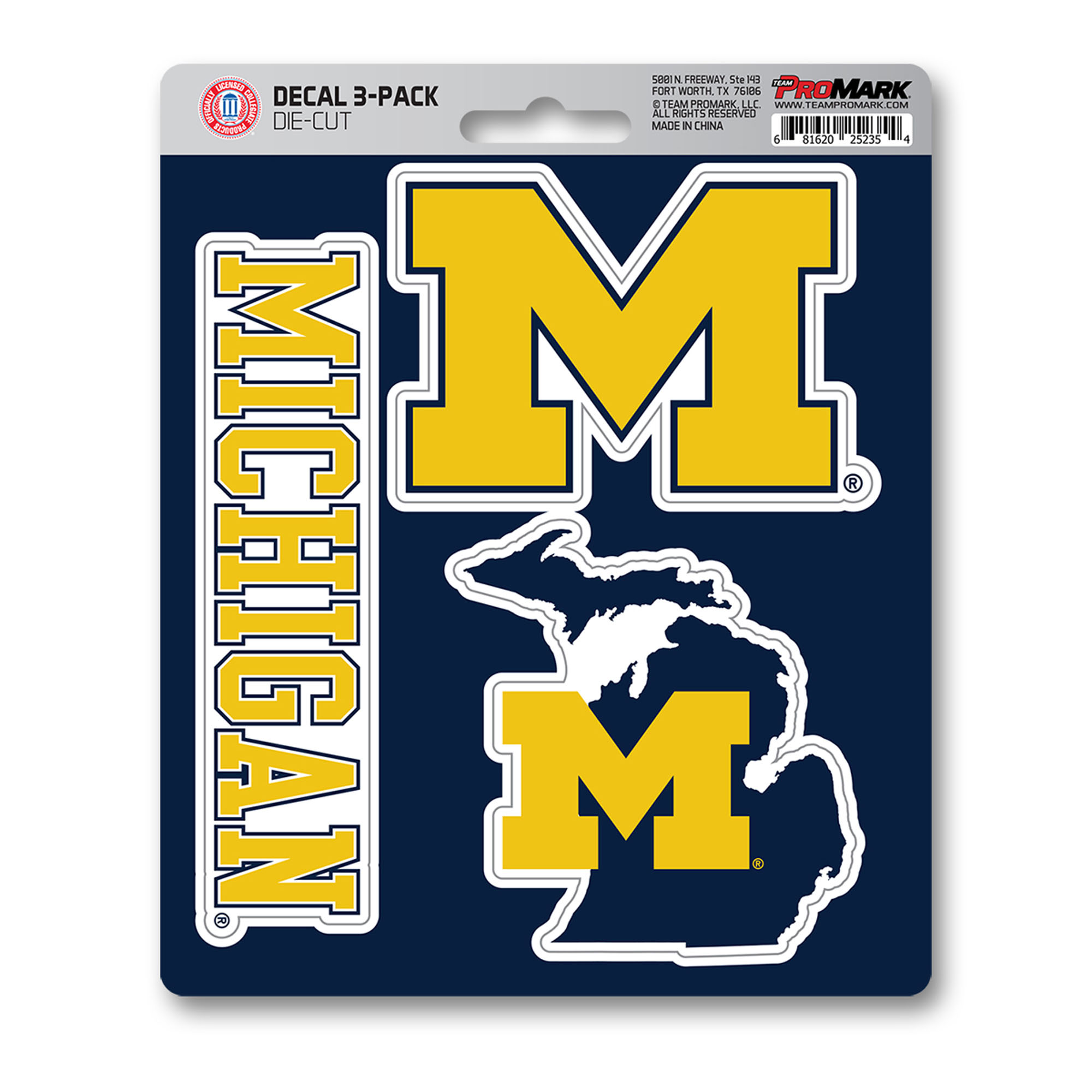 Michigan Wolverines Decal 3-pk  