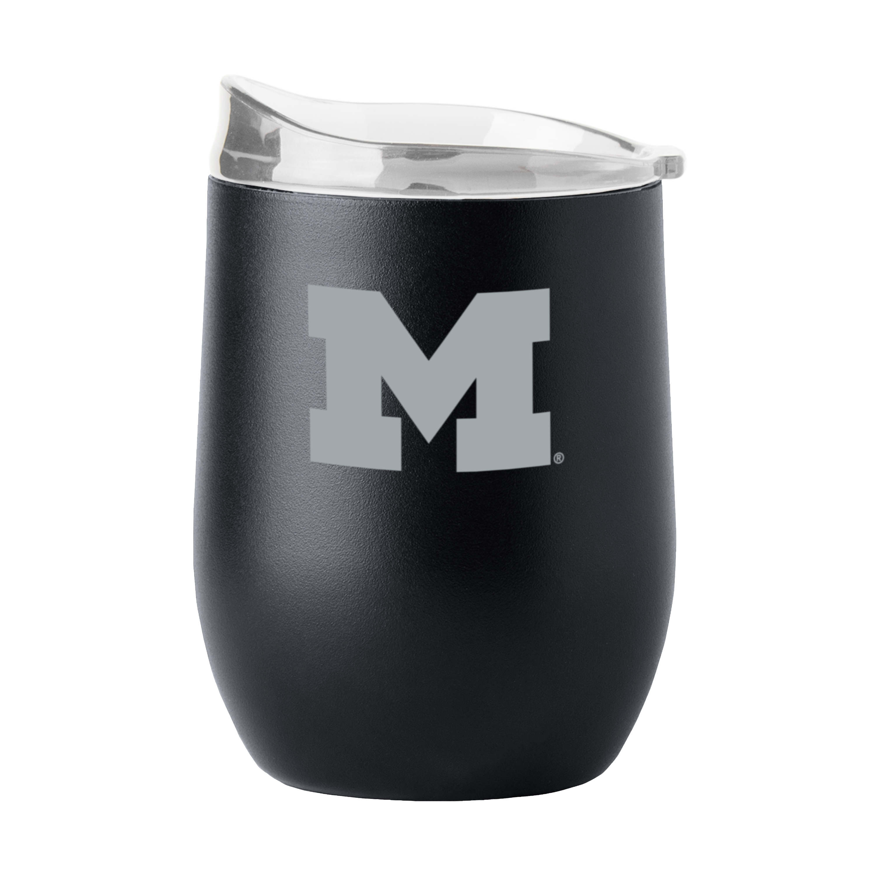 Michigan Wolverines 16oz Black Etch Powder Coat Curved Bev  