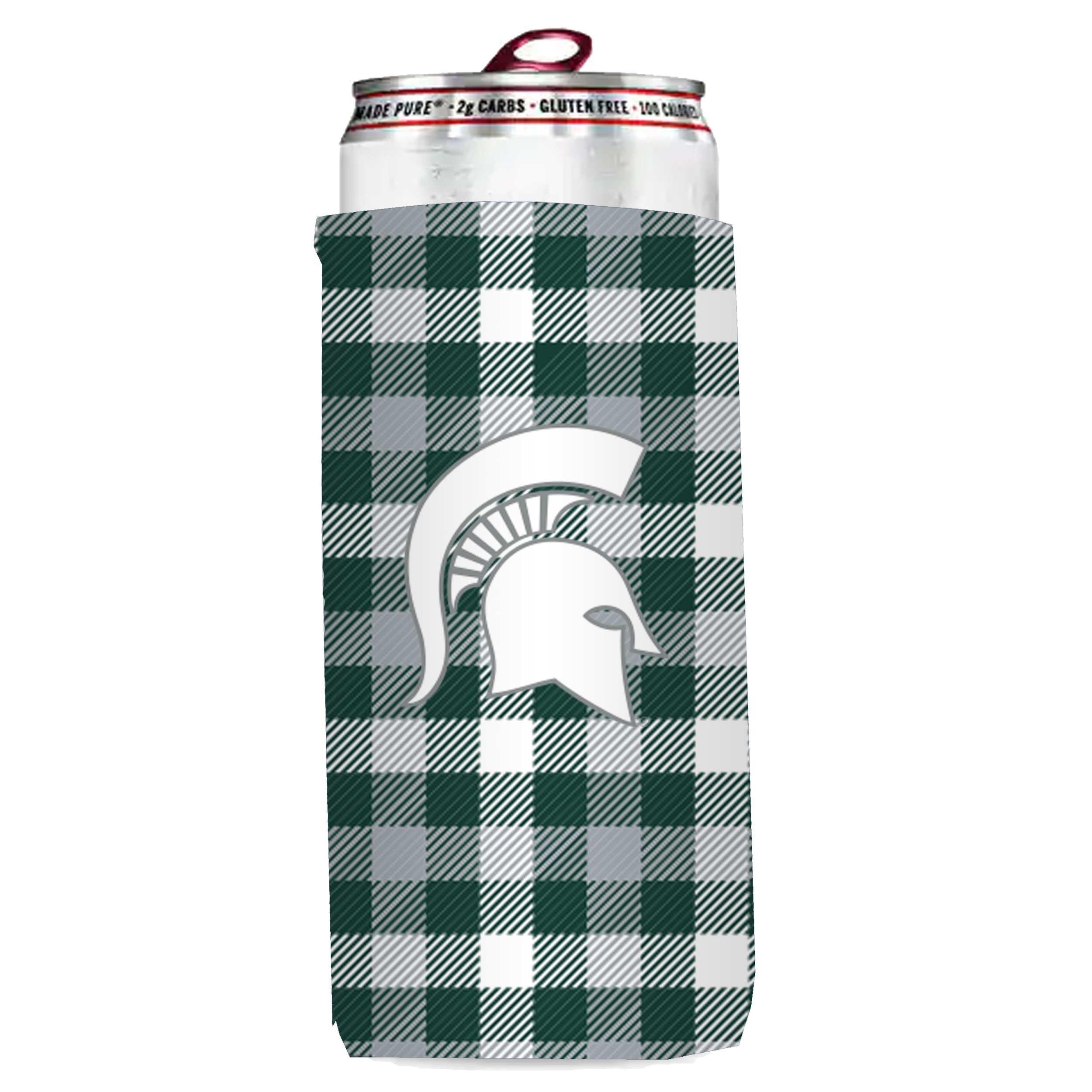 Michigan State Spartans Plaid Insulated Slim Can Sleeve  