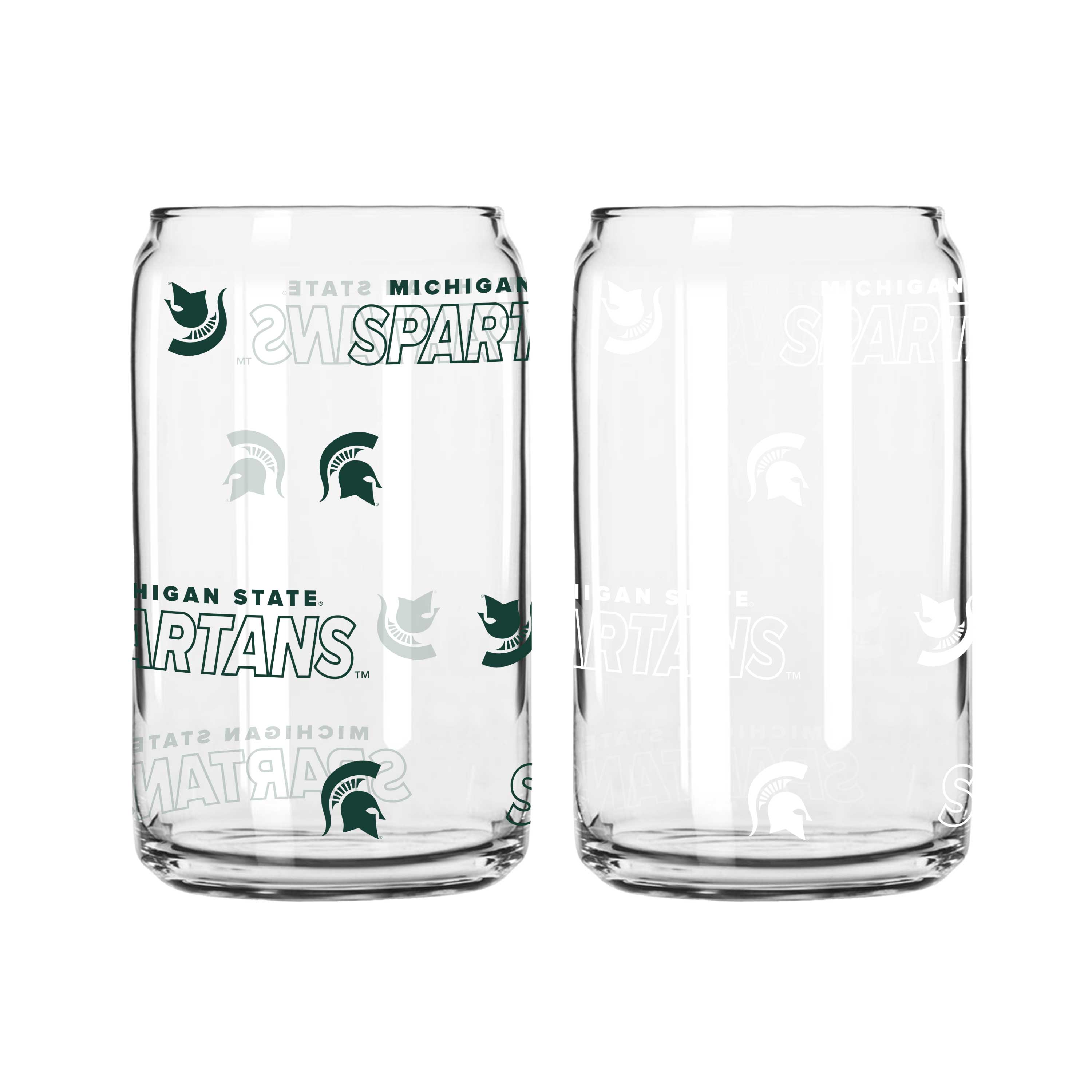 Michigan State 16oz Glass Can 2 Pack  