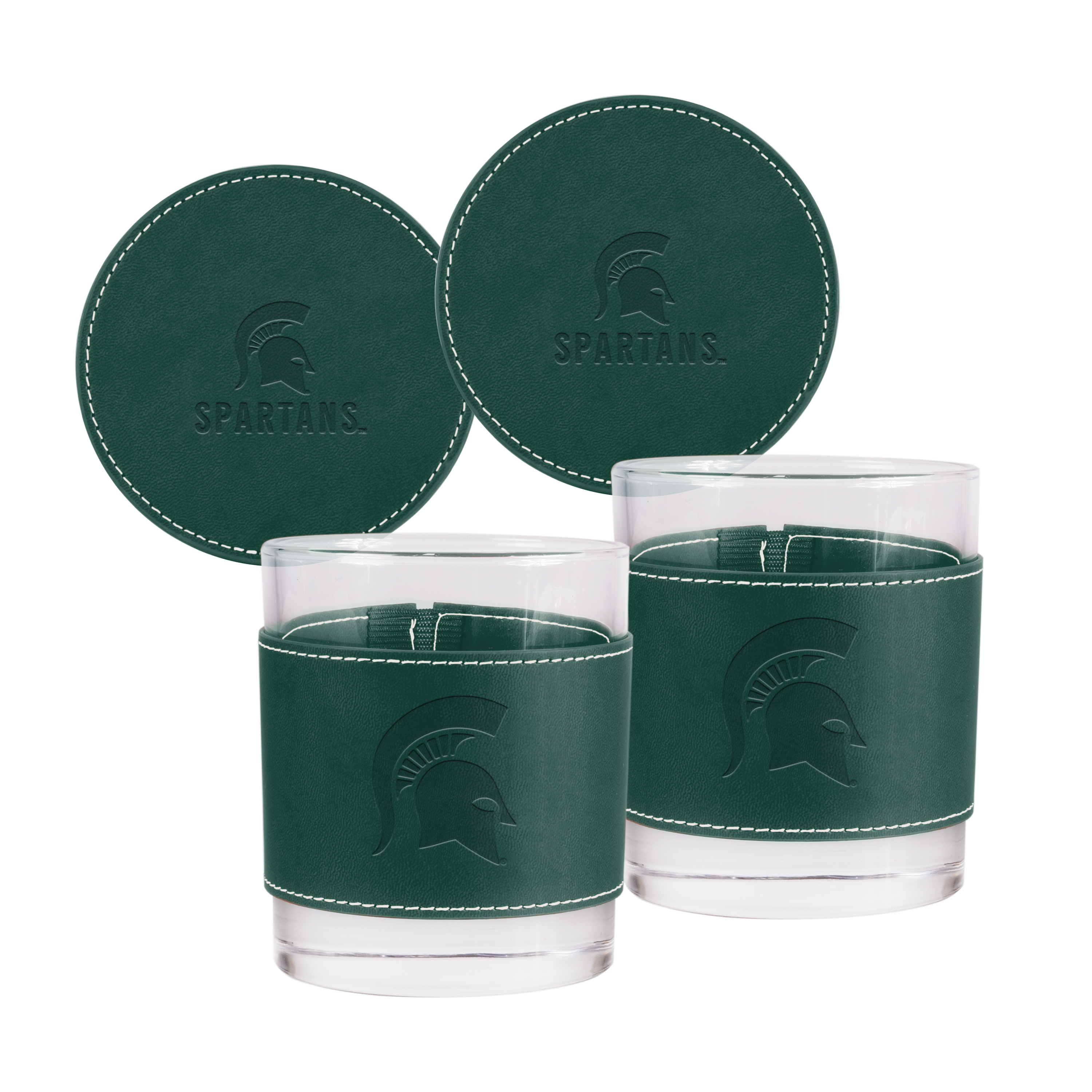 Michigan State 12oz Holiday Rocks w/Wrap & Coasters  
