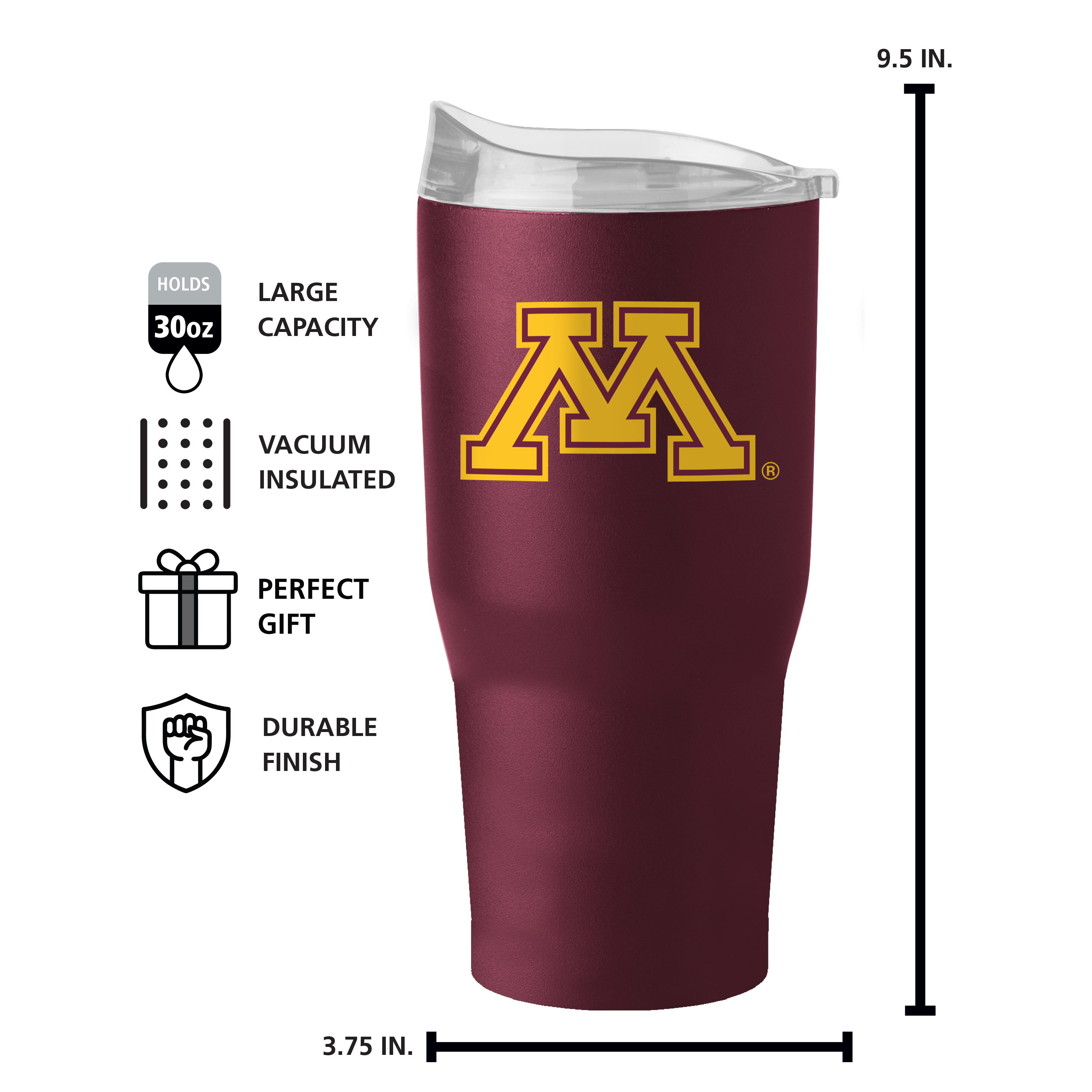 Minnesota Golden Gophers 30oz Flipside Powder Coat Tumbler  