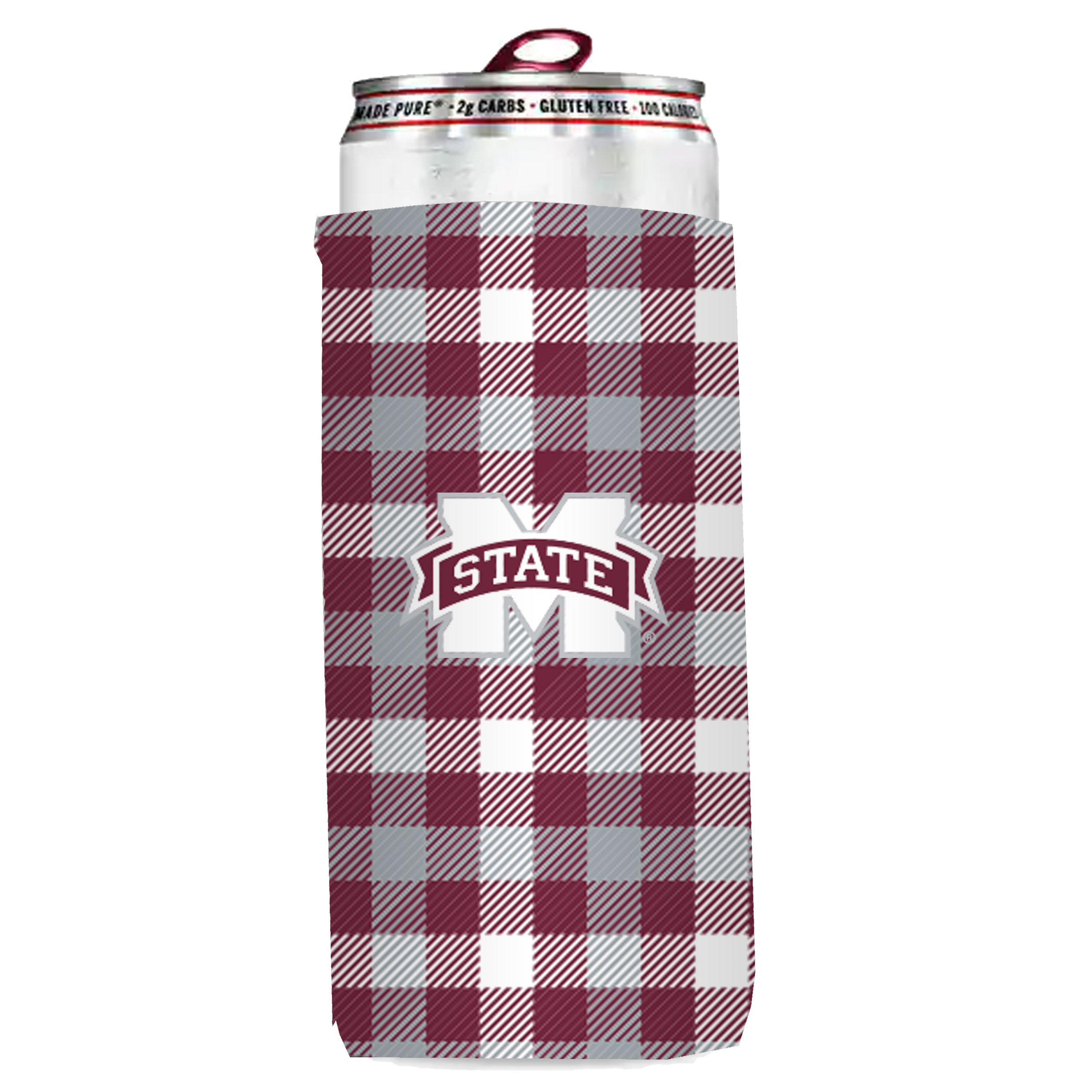 MIssissippi State Bulldogs Plaid Insulated Slim Can Sleeve  