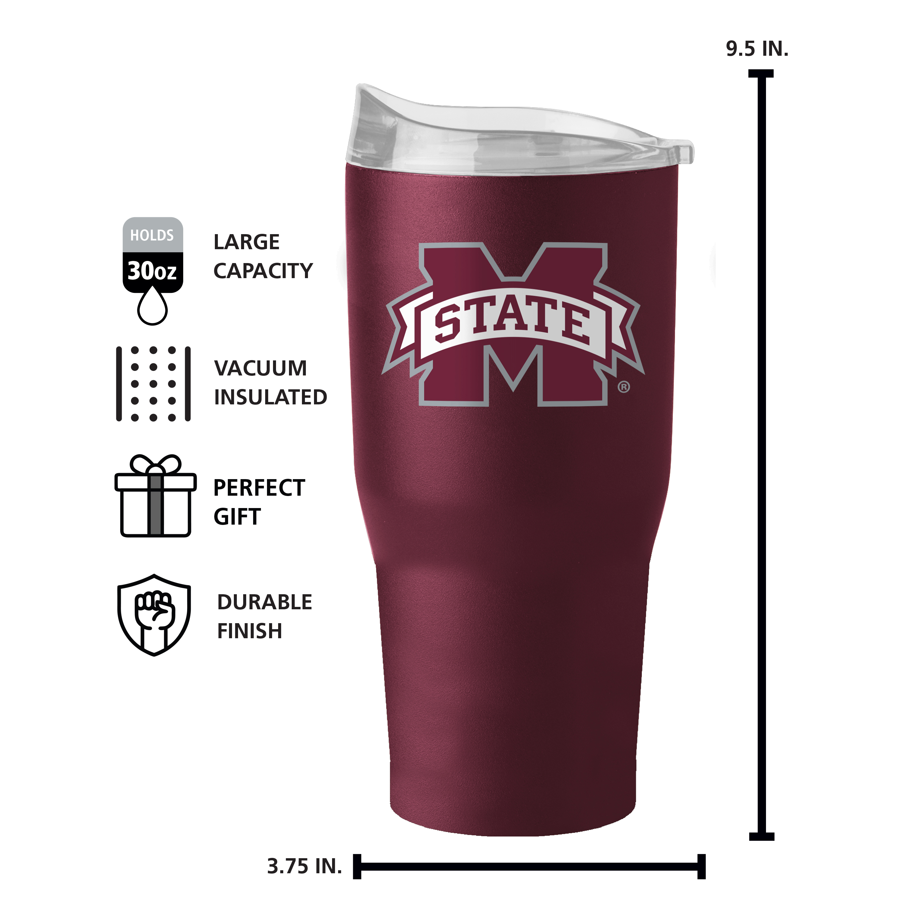 MIssissippi State Bulldogs 30oz Flipside Powder Coat Tumbler  