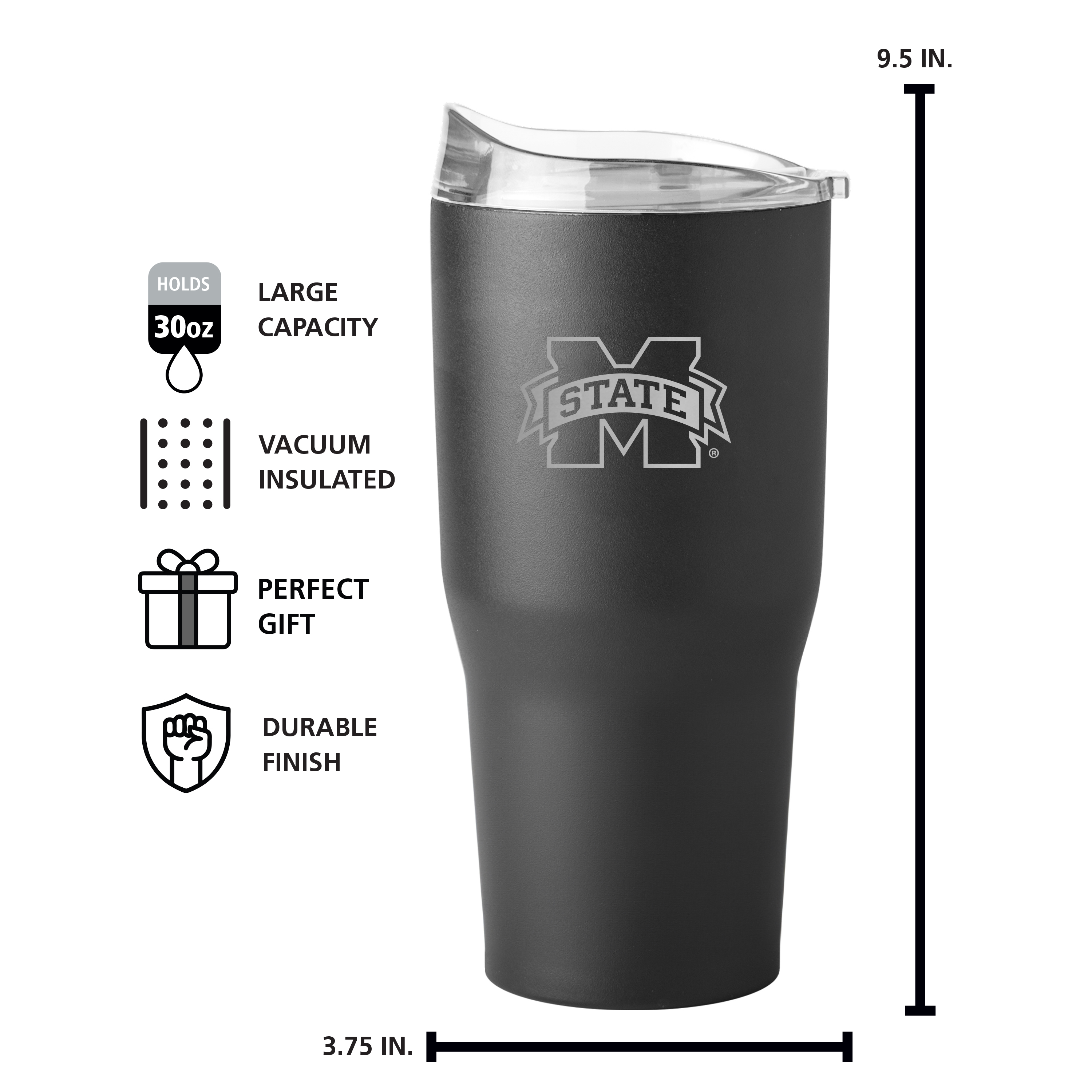 MIssissippi State Bulldogs 30oz Etch Powder Coat Tumbler  