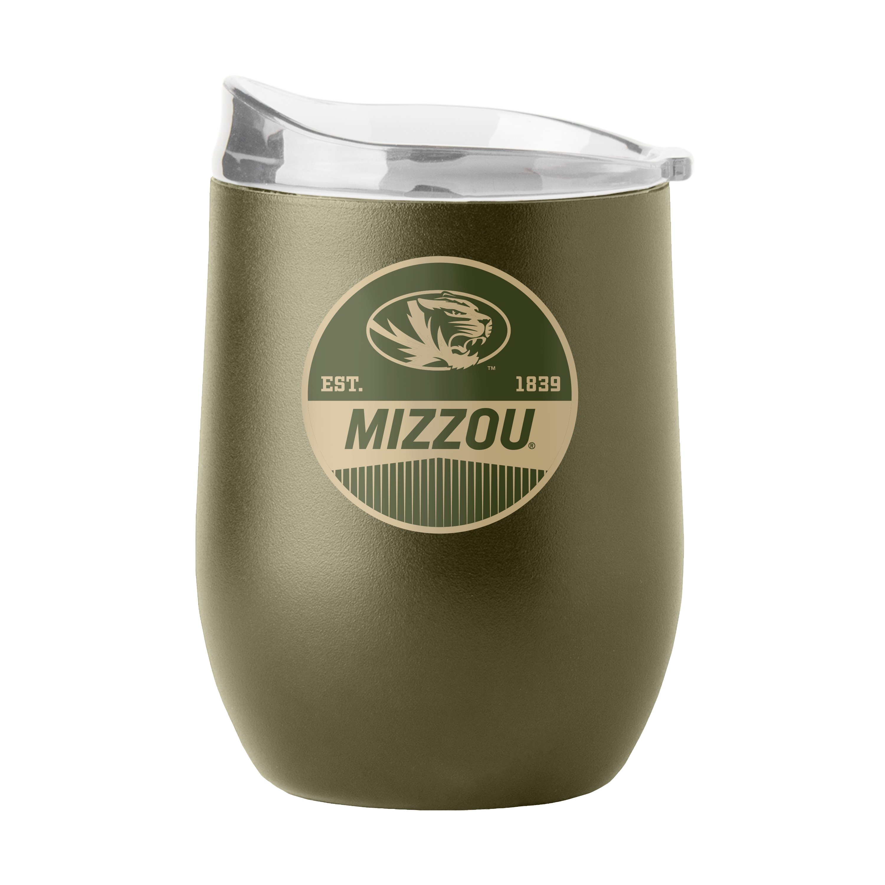 Missouri Tigers 16oz Badge Powder Coat Curved Bev  