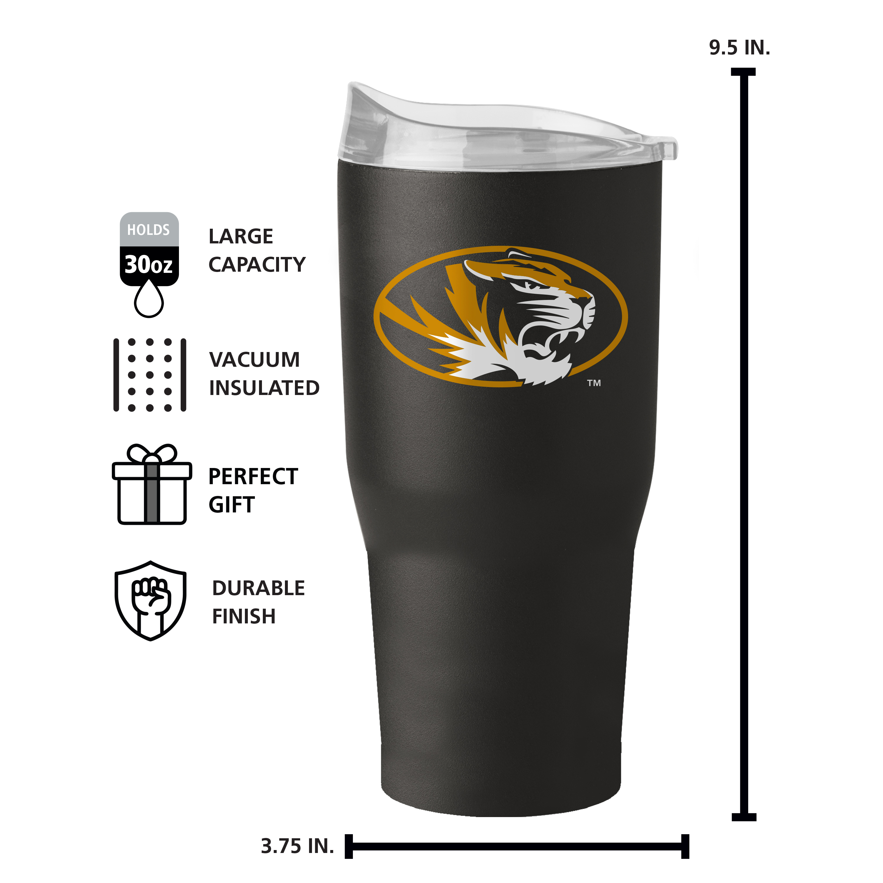 Missouri Tigers 30oz Flipside Powder Coat Tumbler  